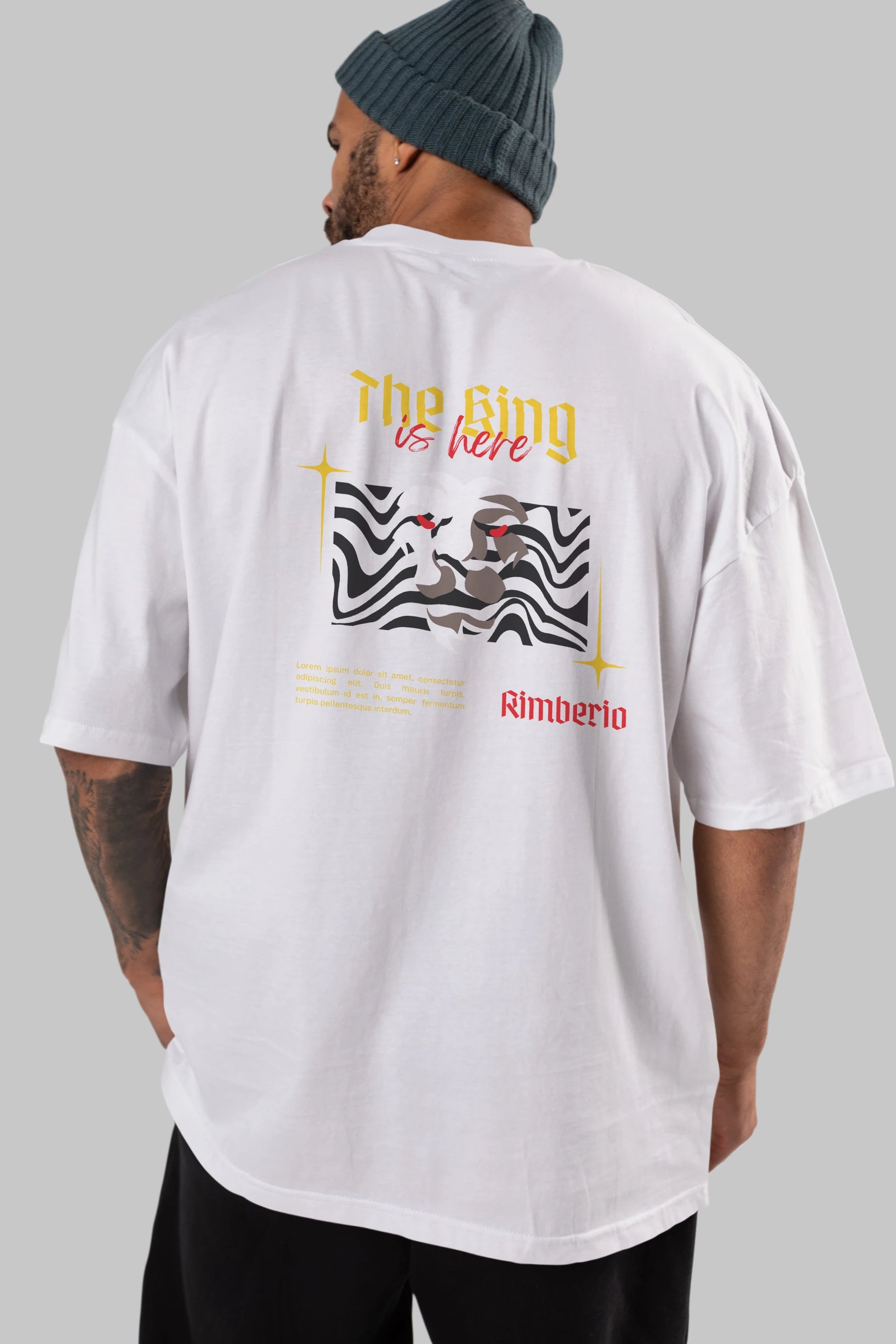 The King is Here Yazılı Arka Baskılı Oversize t-shirt Erkek Kadın Unisex