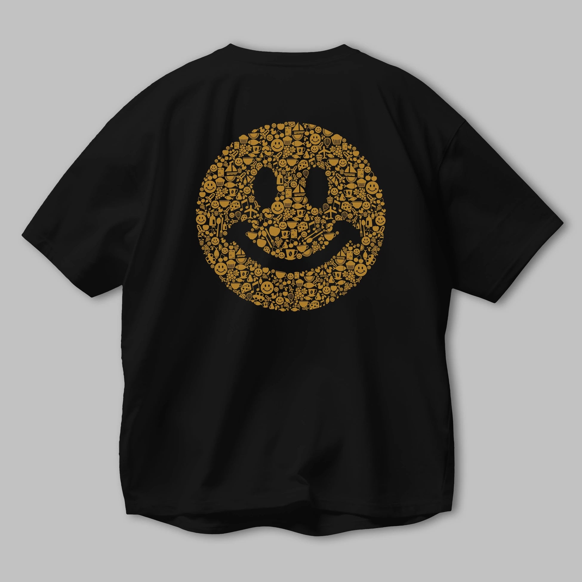 Smiley Arka Baskılı Oversize t-shirt %100 pamuk Erkek Kadın Unisex
