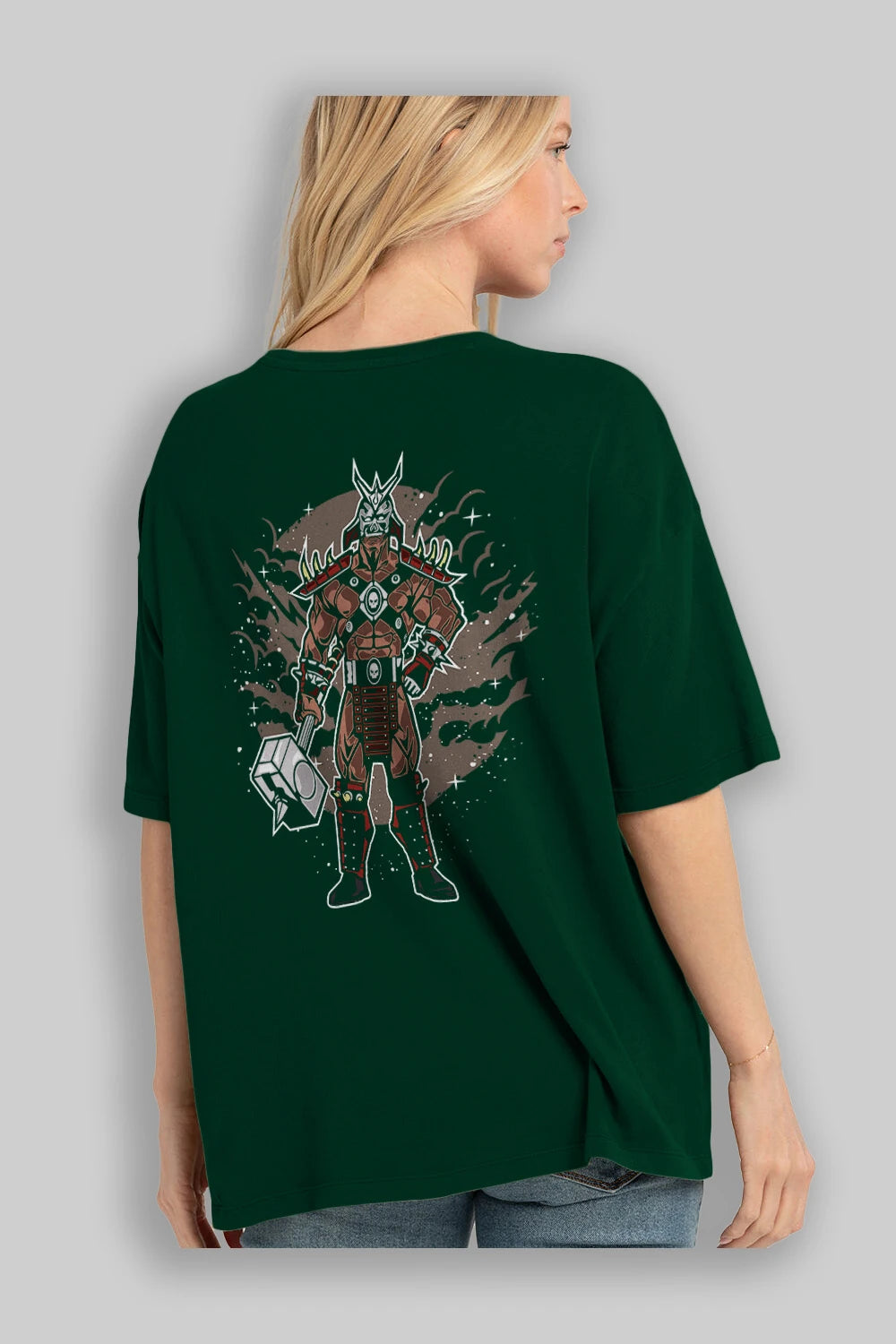 SHOU KHAN Arka Baskılı Oversize t-shirt Erkek Kadın Unisex %100 Pamuk