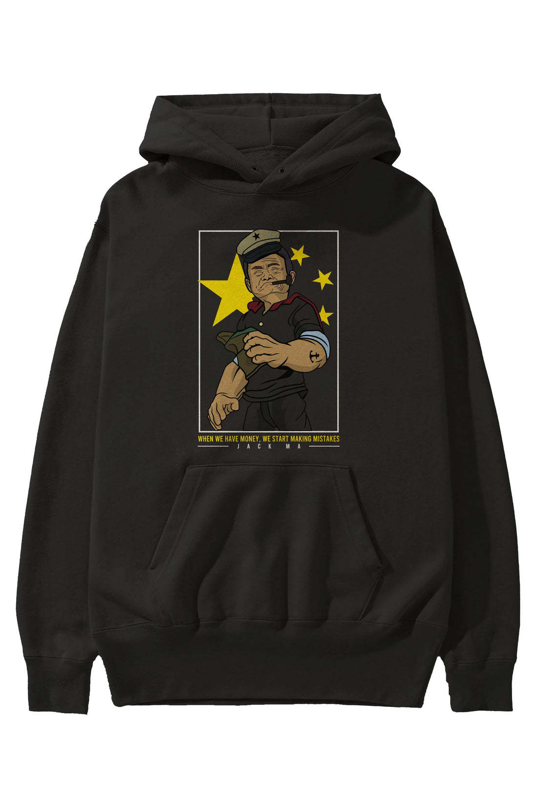 Popeye Jack Ma Ön Baskılı Hoodie Oversize Kapüşonlu Sweatshirt Erkek Kadın Unisex