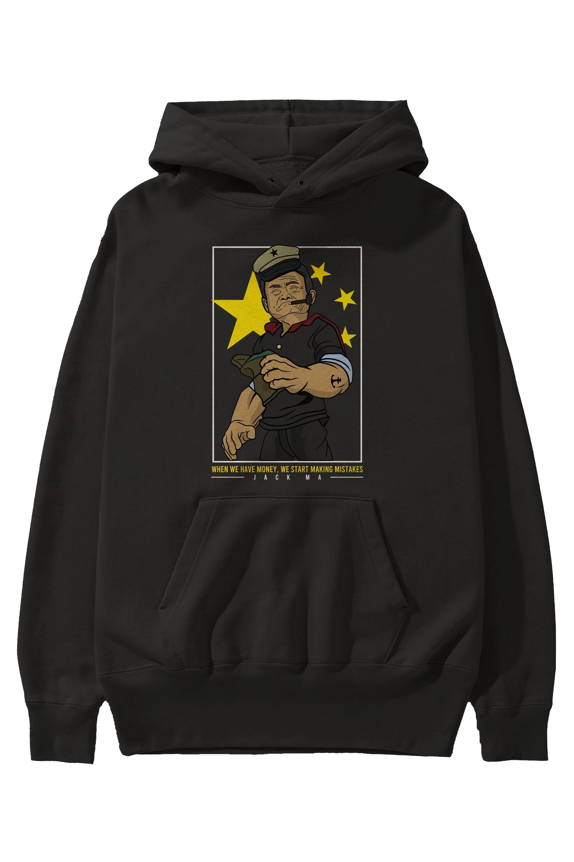Popeye Jack Ma Ön Baskılı Hoodie Oversize Kapüşonlu Sweatshirt Erkek Kadın Unisex