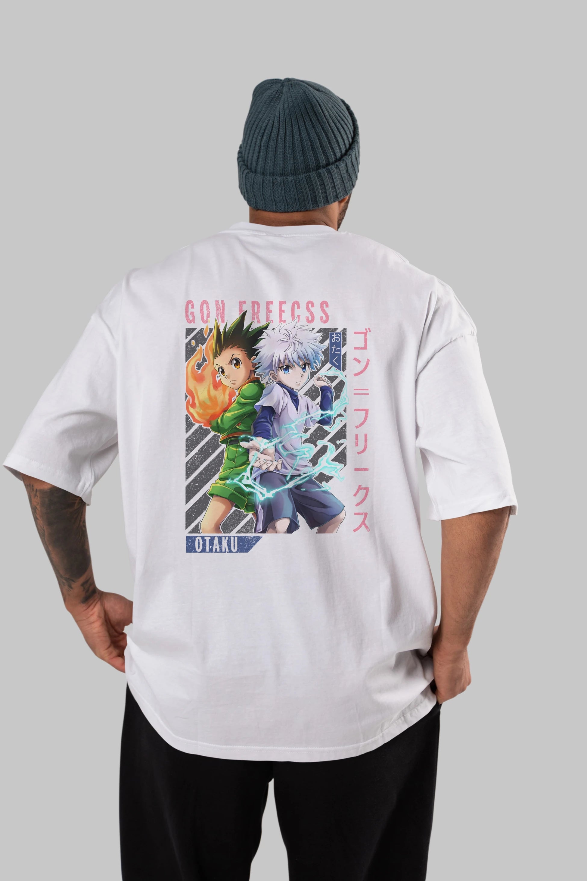 Gon Freecss HUNTER X HUNTER 1 Anime Arka Baskılı Oversize t-shirt Erkek Kadın Unisex