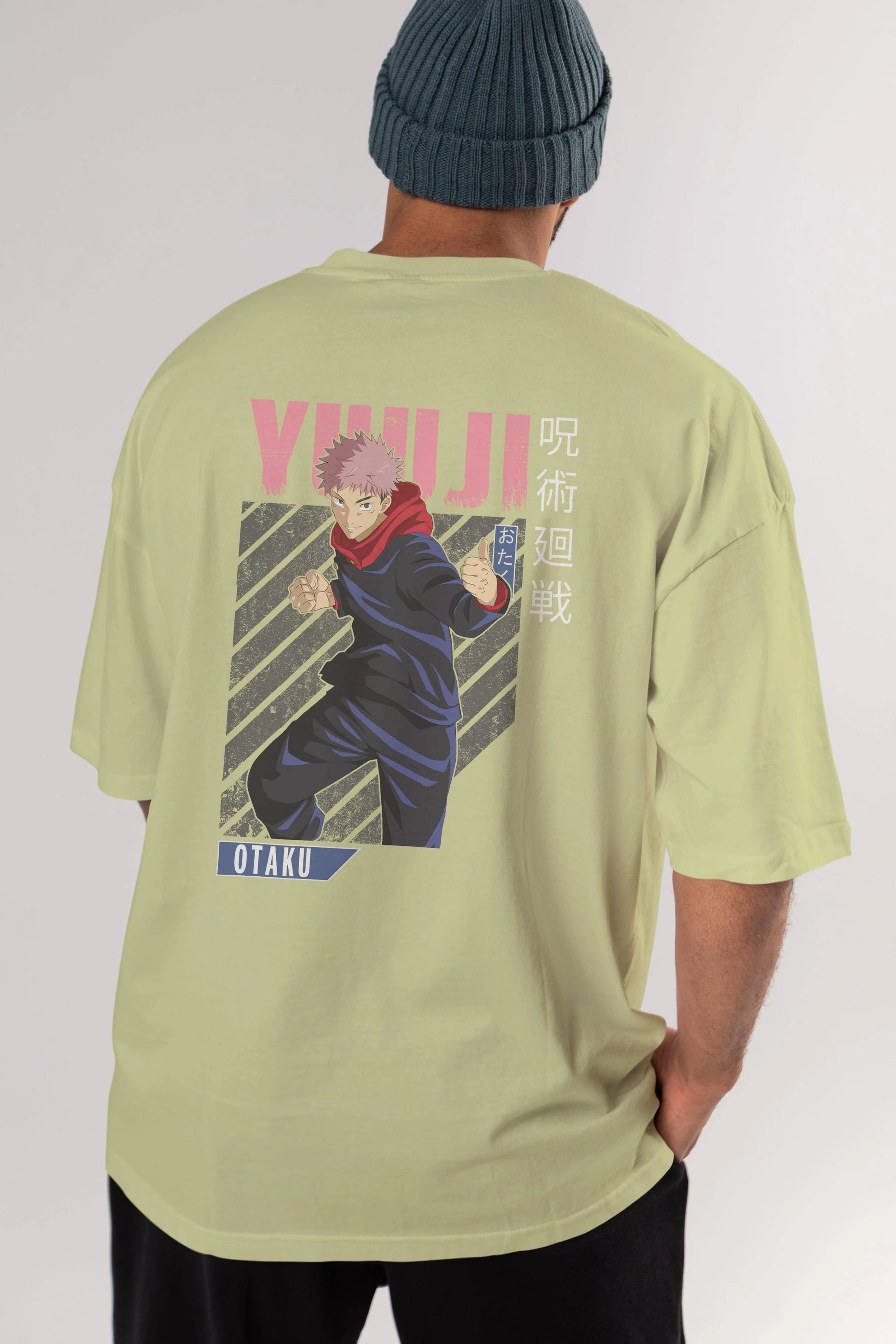 Yuuji Itadori Anime Arka Baskılı Oversize t-shirt Erkek Kadın Unisex