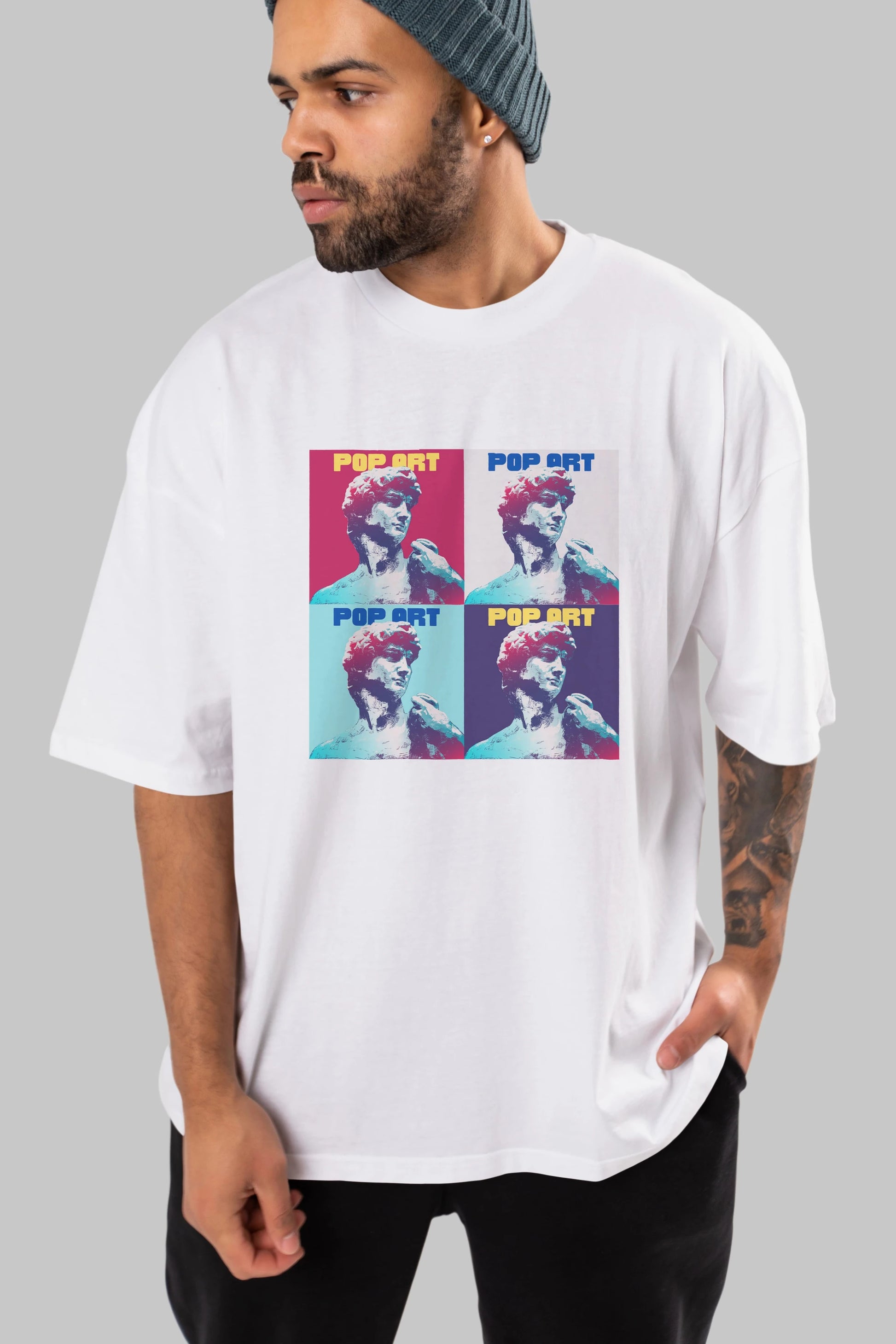 Creative Pop Art Ön Baskılı Oversize t-shirt Erkek Kadın Unisex