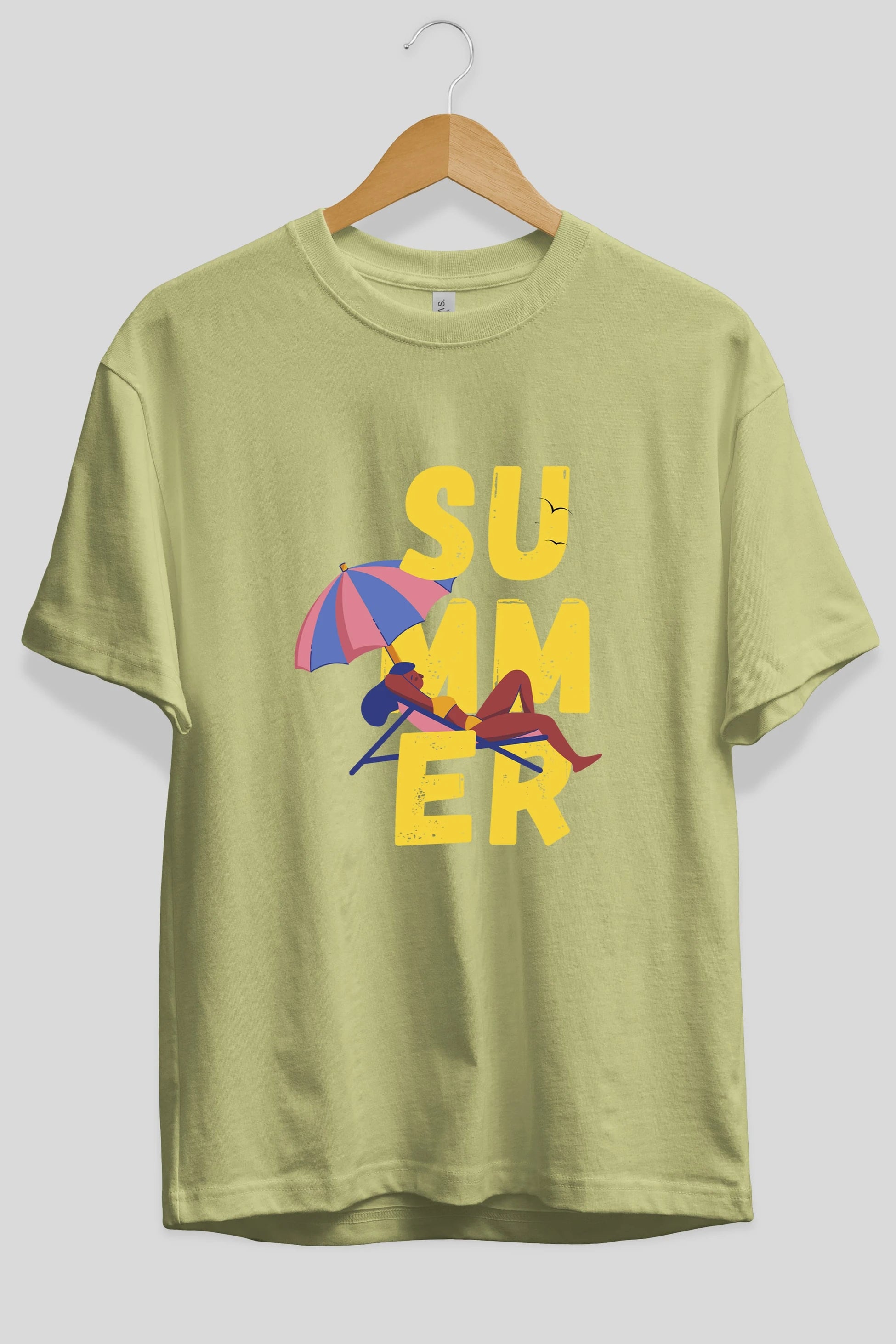 Summer Yazılı Ön Baskılı Oversize t-shirt Erkek Kadın Unisex
