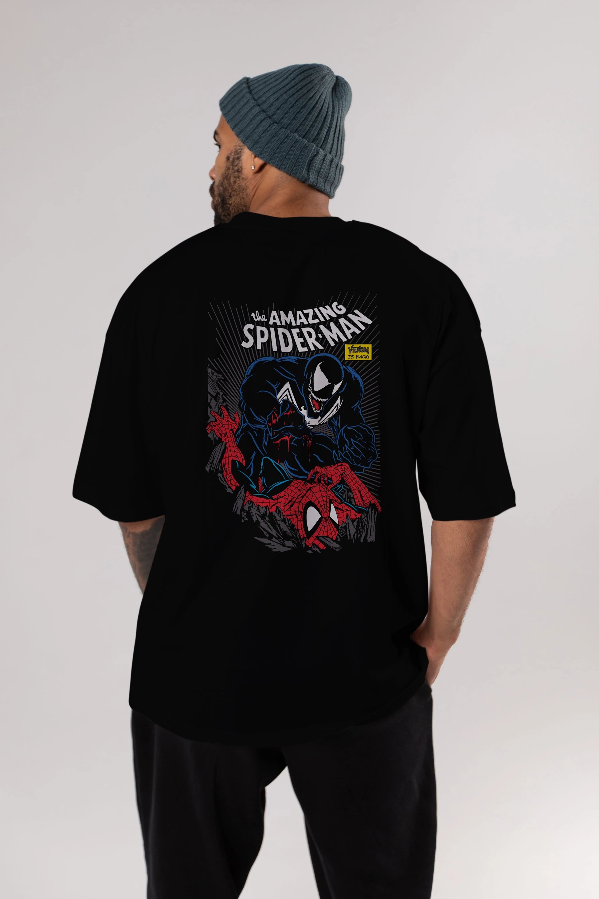 Venom (19) Arka Baskılı Oversize t-shirt Erkek Kadın Unisex %100 Pamuk Bisiklet Yaka tişort