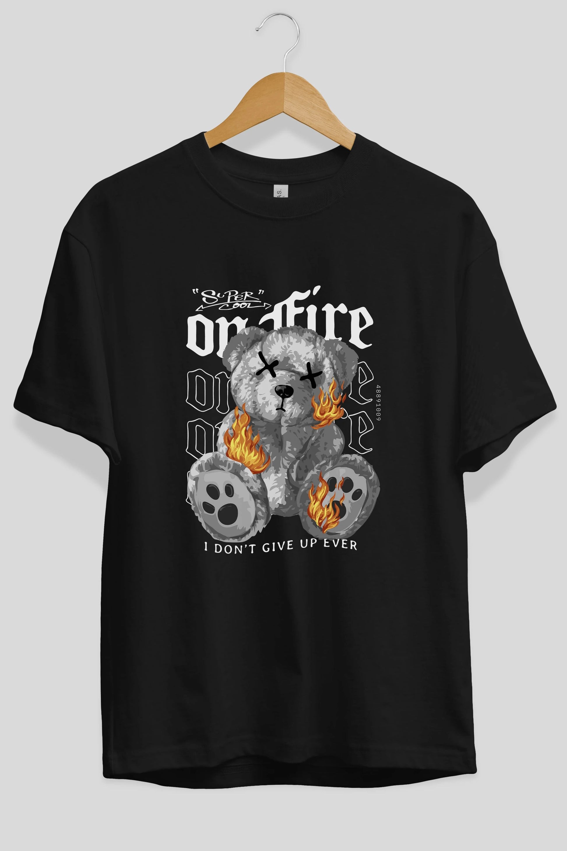 Teddy Bear On Fire Ön Baskılı Oversize t-shirt Erkek Kadın Unisex