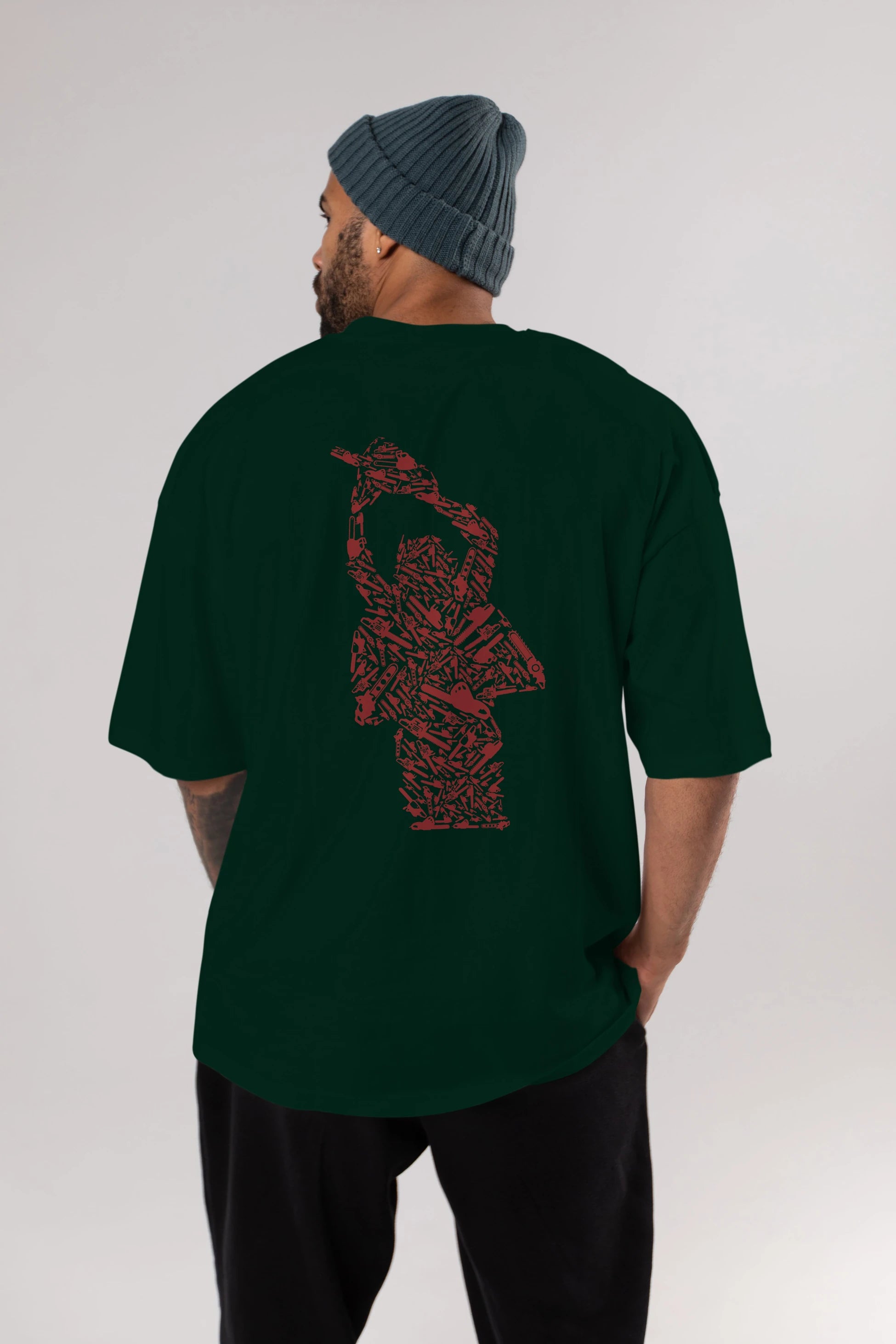 Chainsaw Arka Baskılı Oversize t-shirt %100 pamuk Erkek Kadın Unisex
