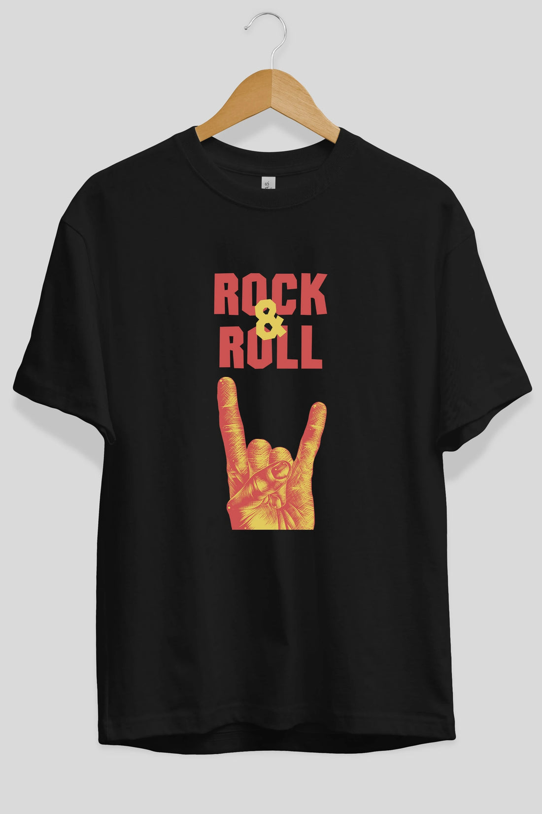 Rock & Roll Yazılı Ön Baskılı Oversize t-shirt Erkek Kadın Unisex