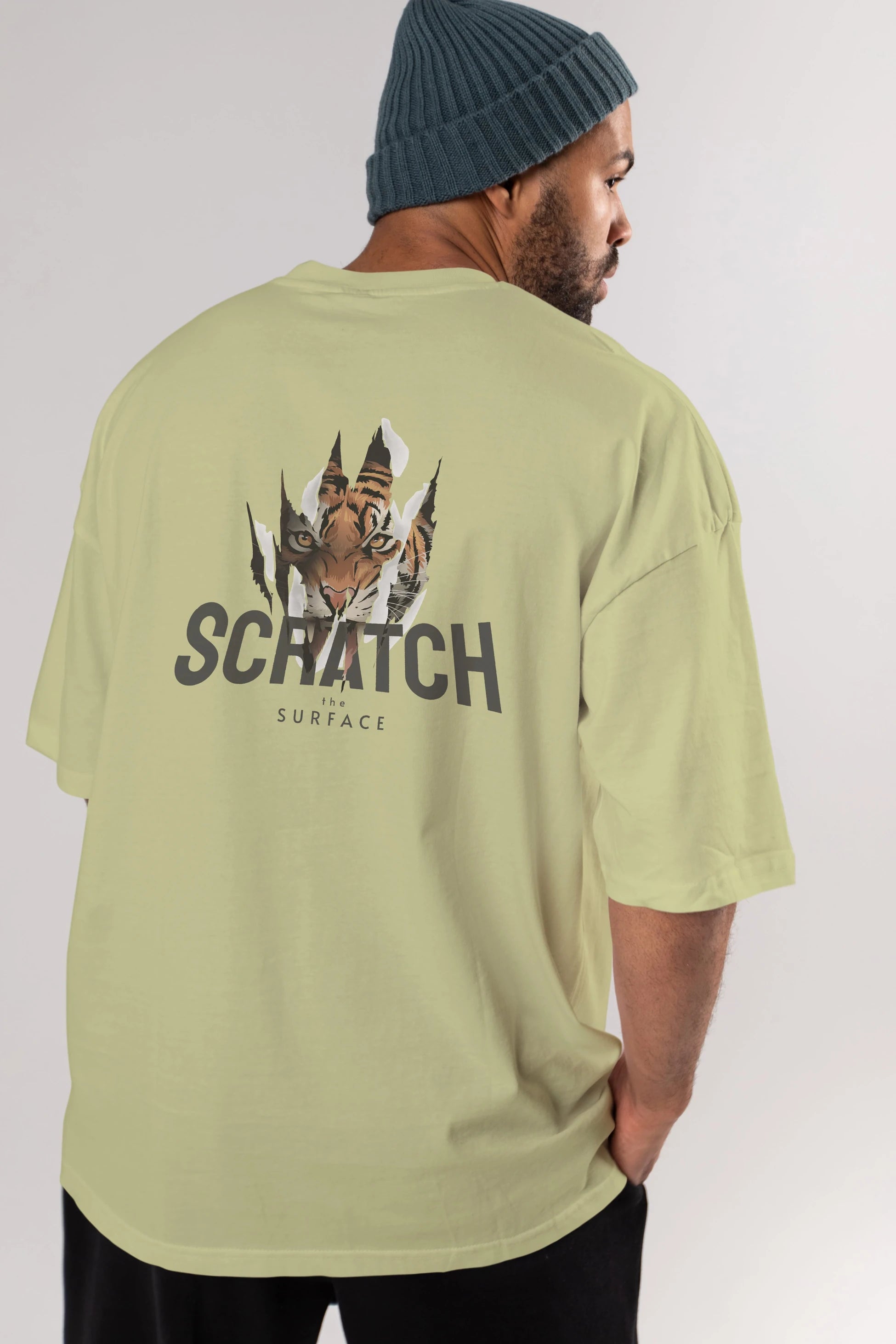 Teddy Bear Scratch Arka Baskılı Oversize t-shirt Erkek Kadın Unisex %100 Pamuk
