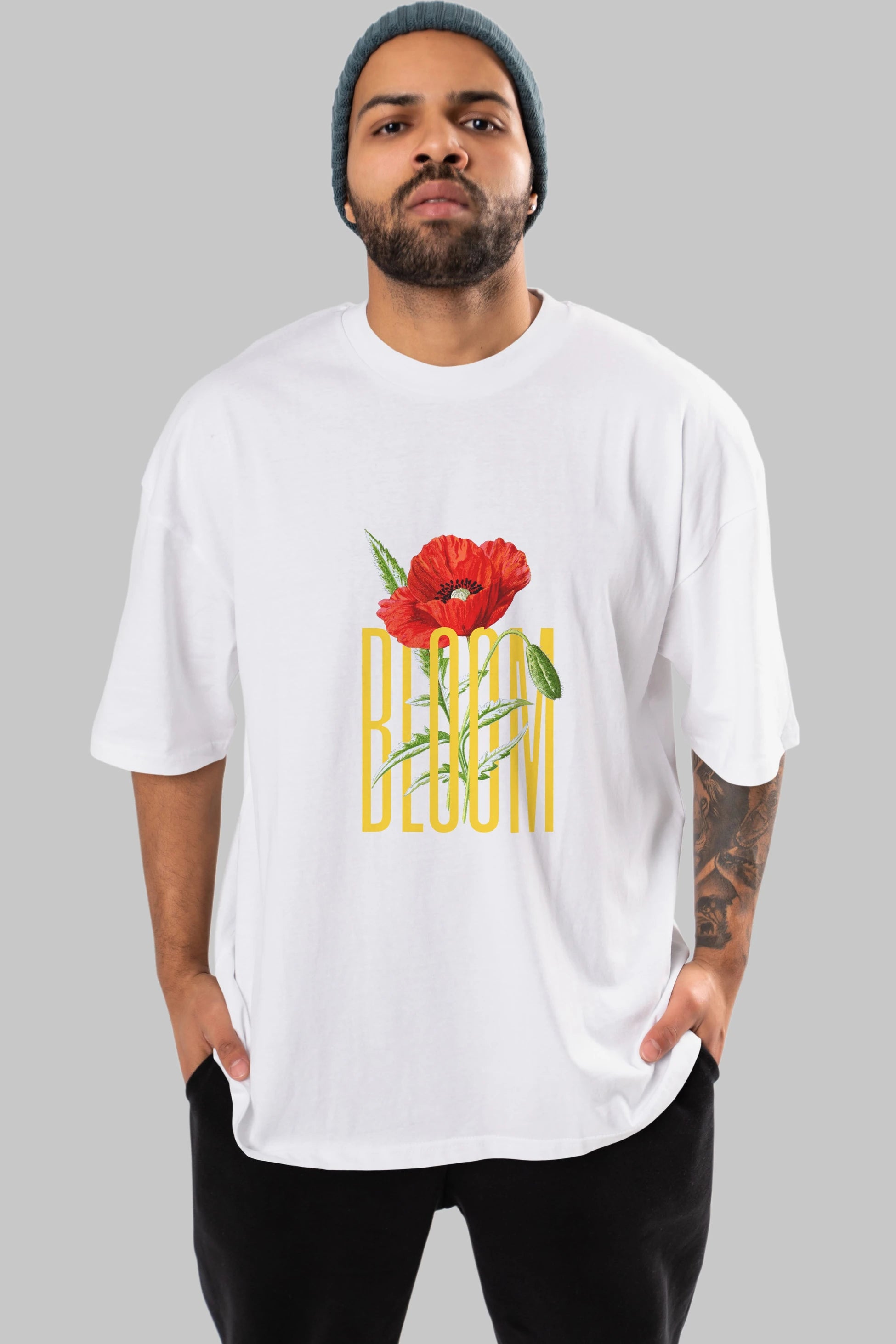 Bloom Flower Ön Baskılı Oversize t-shirt Erkek Kadın Unisex