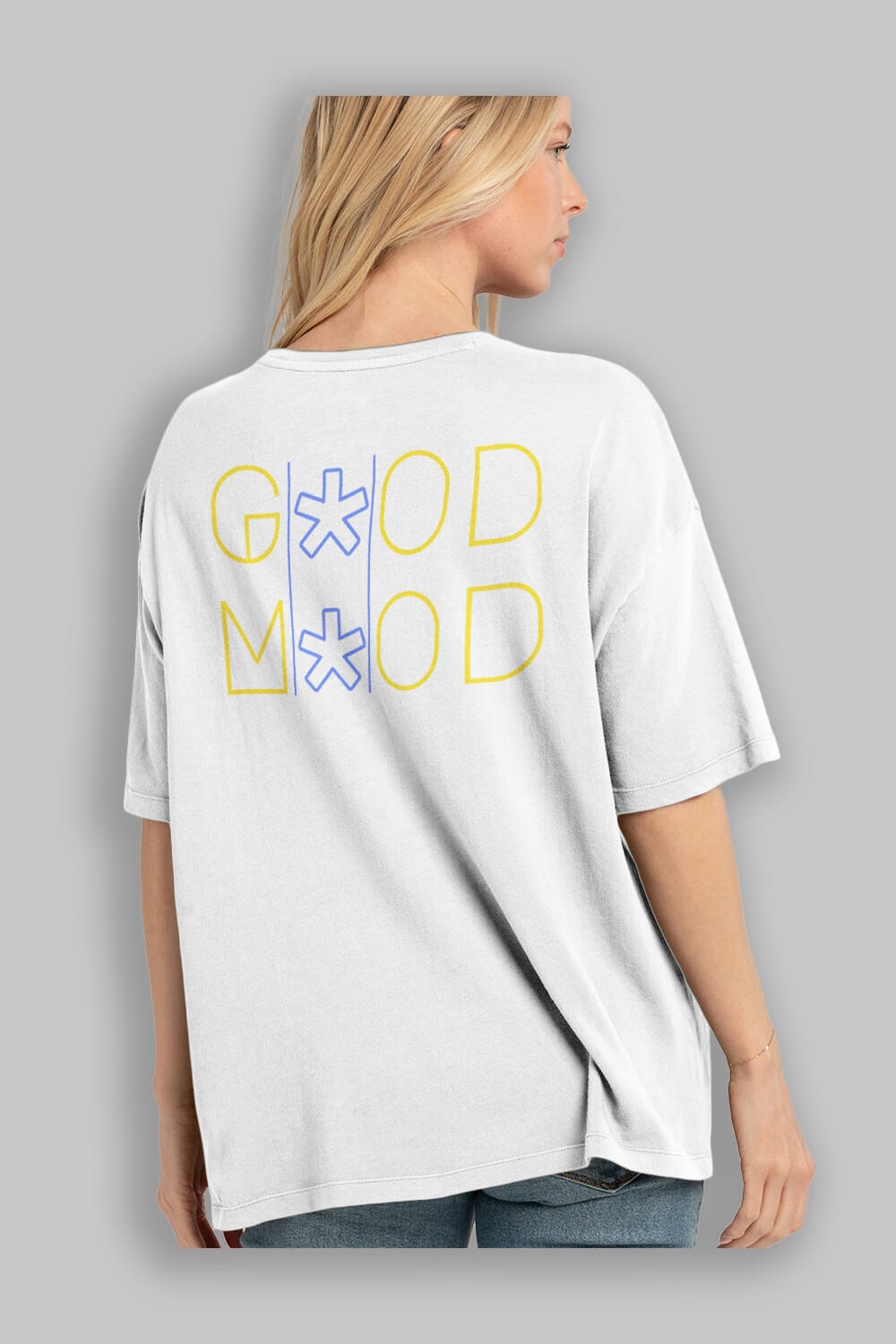 Good Mood Yazılı Arka Baskılı Oversize t-shirt Erkek Kadın Unisex