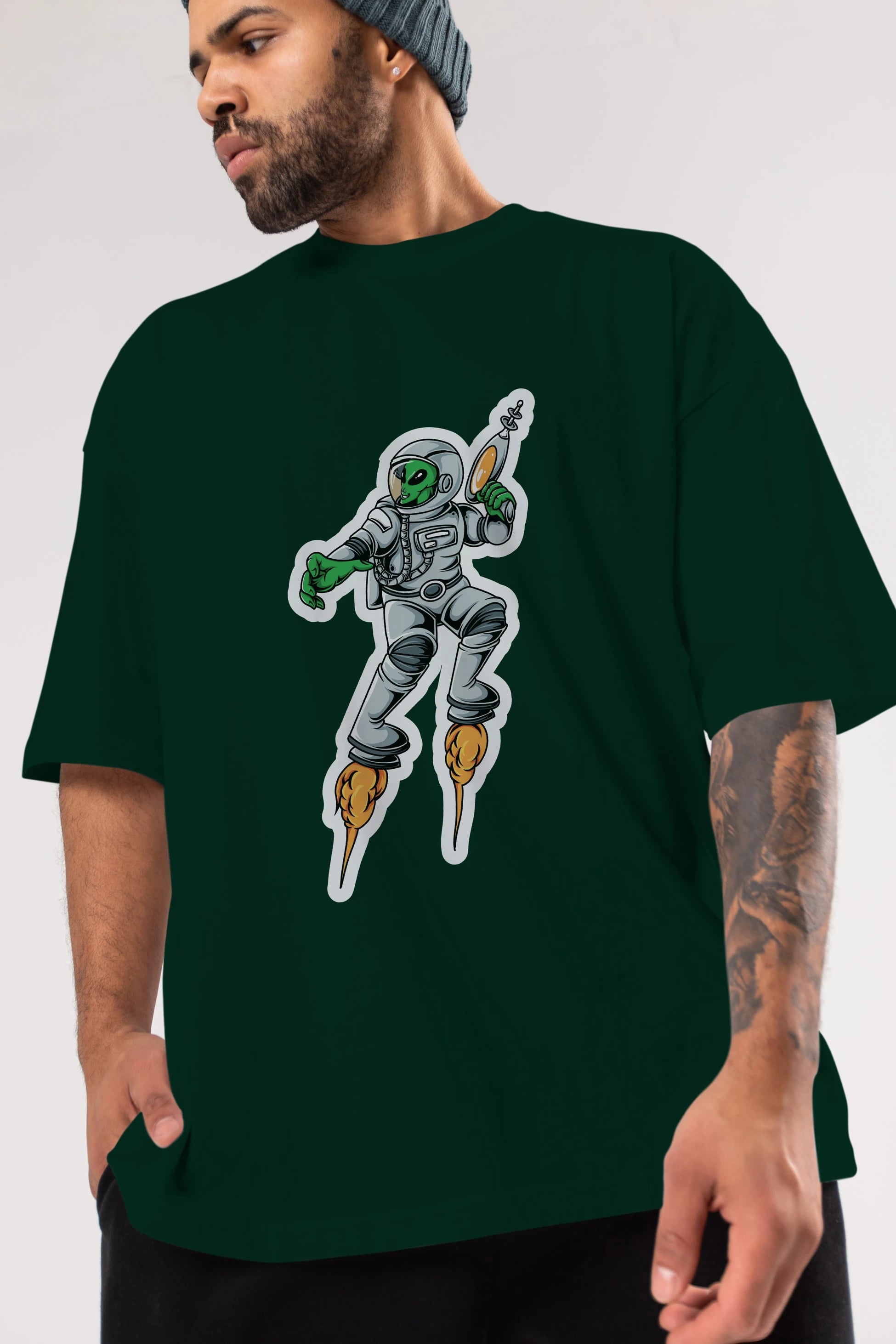 Alien Wars Sticker Ön Baskılı Oversize t-shirt Erkek Kadın Unisex