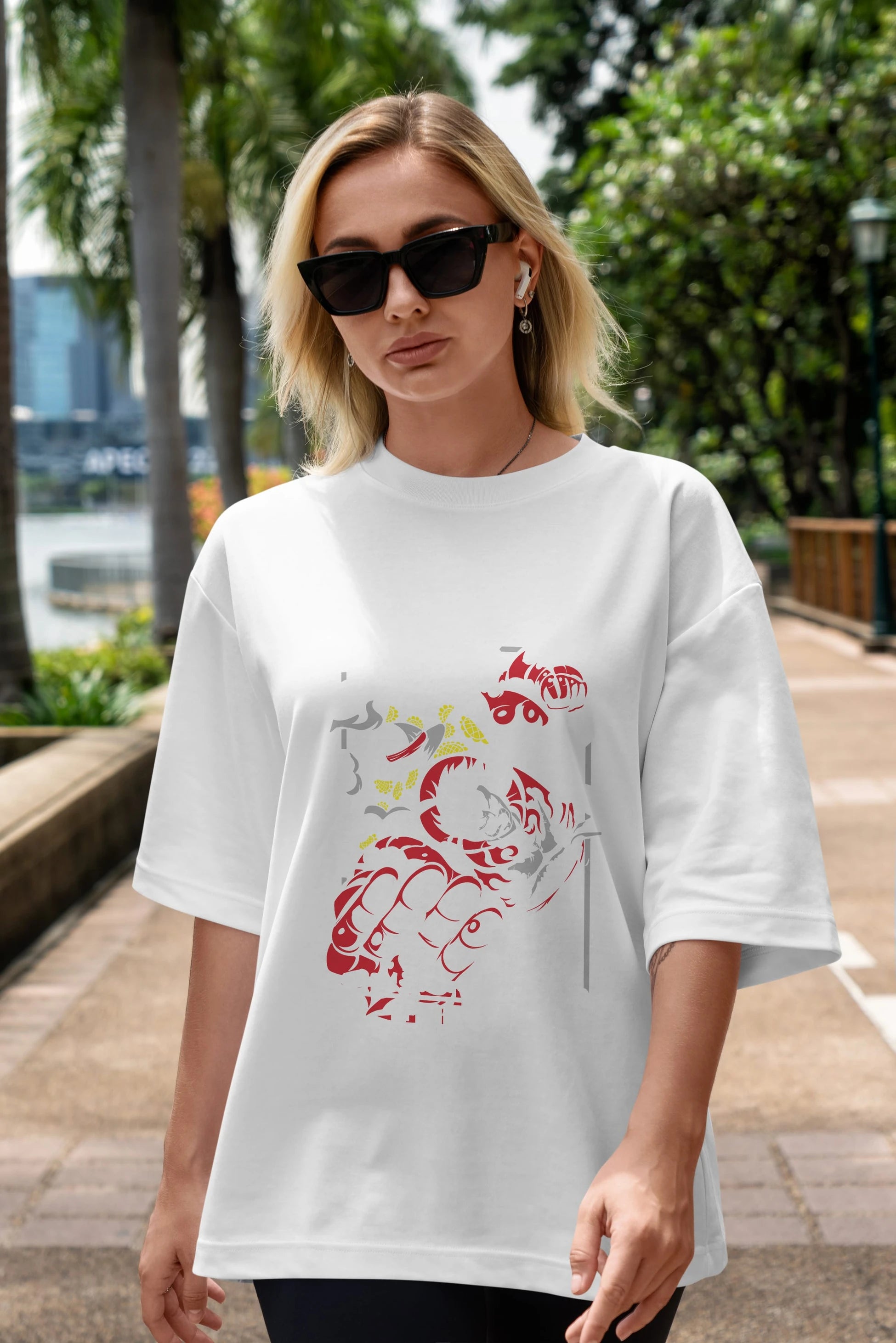 Luffy GEAR 4 Anime Ön Baskılı Oversize t-shirt Erkek Kadın Unisex