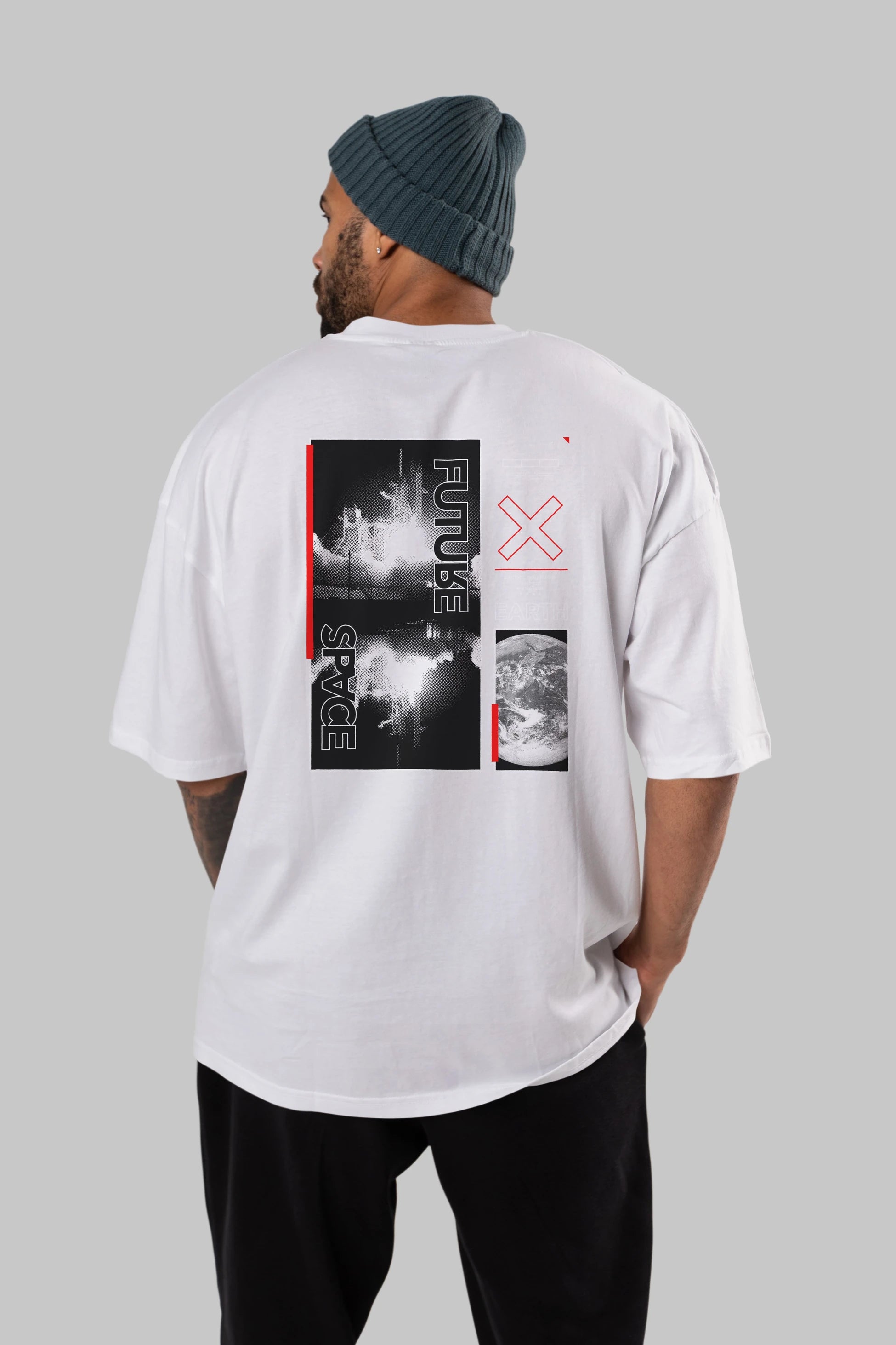 Future Space Arka Baskılı Oversize t-shirt Erkek Kadın Unisex