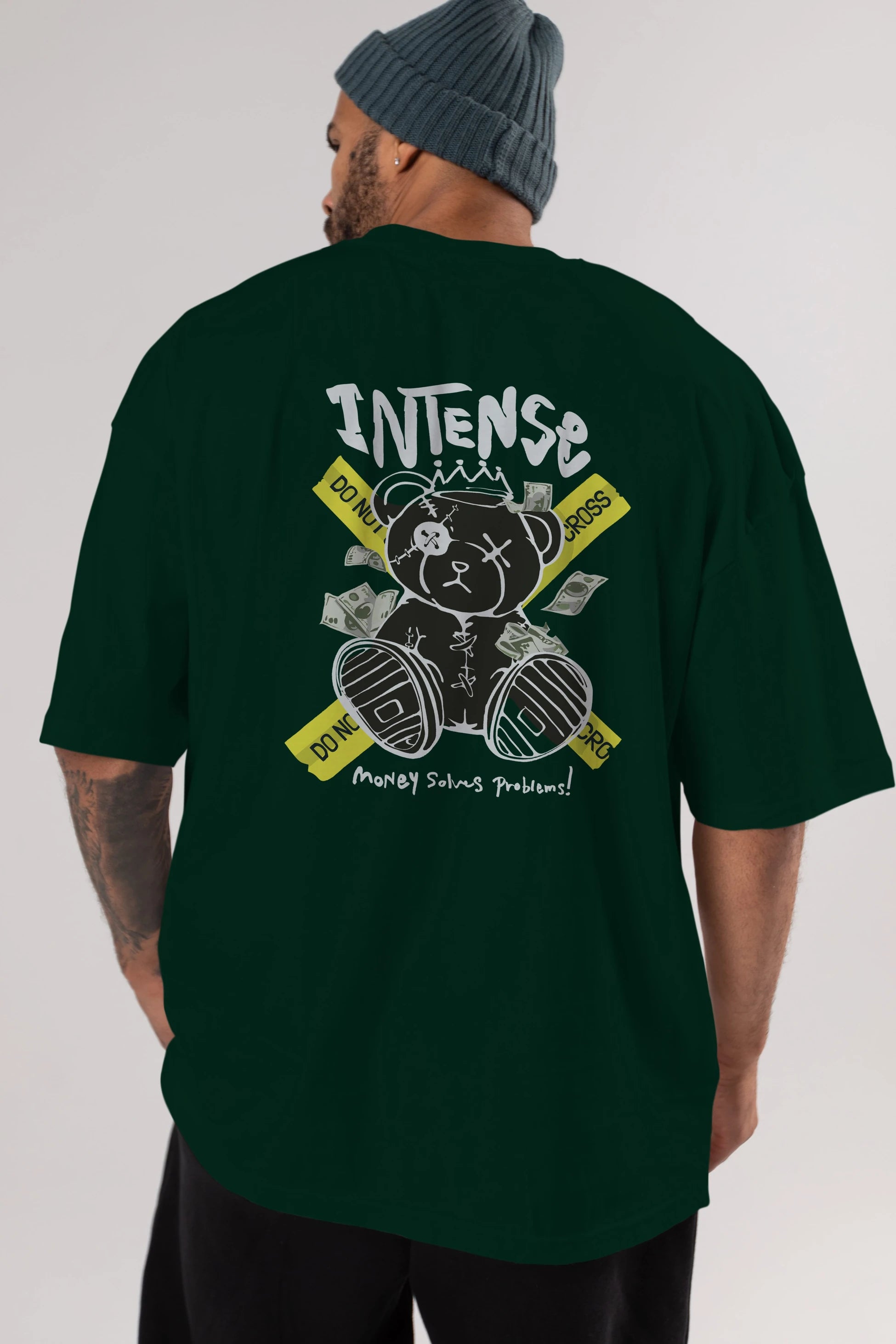Teddy Bear intense Arka Baskılı Oversize t-shirt Erkek Kadın Unisex
