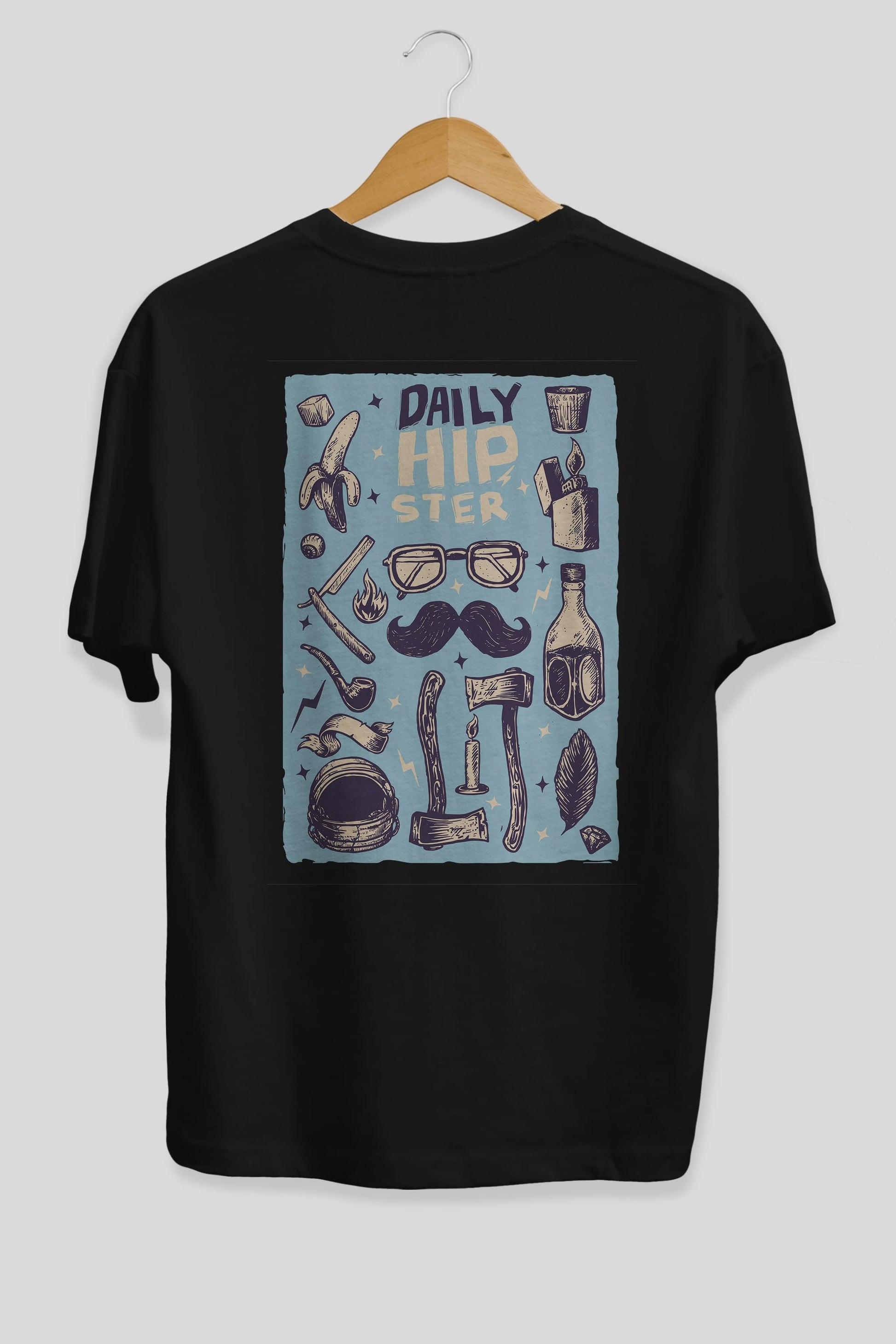 Hipster Arka Baskılı Oversize t-shirt Erkek Kadın Unisex %100 Pamuk