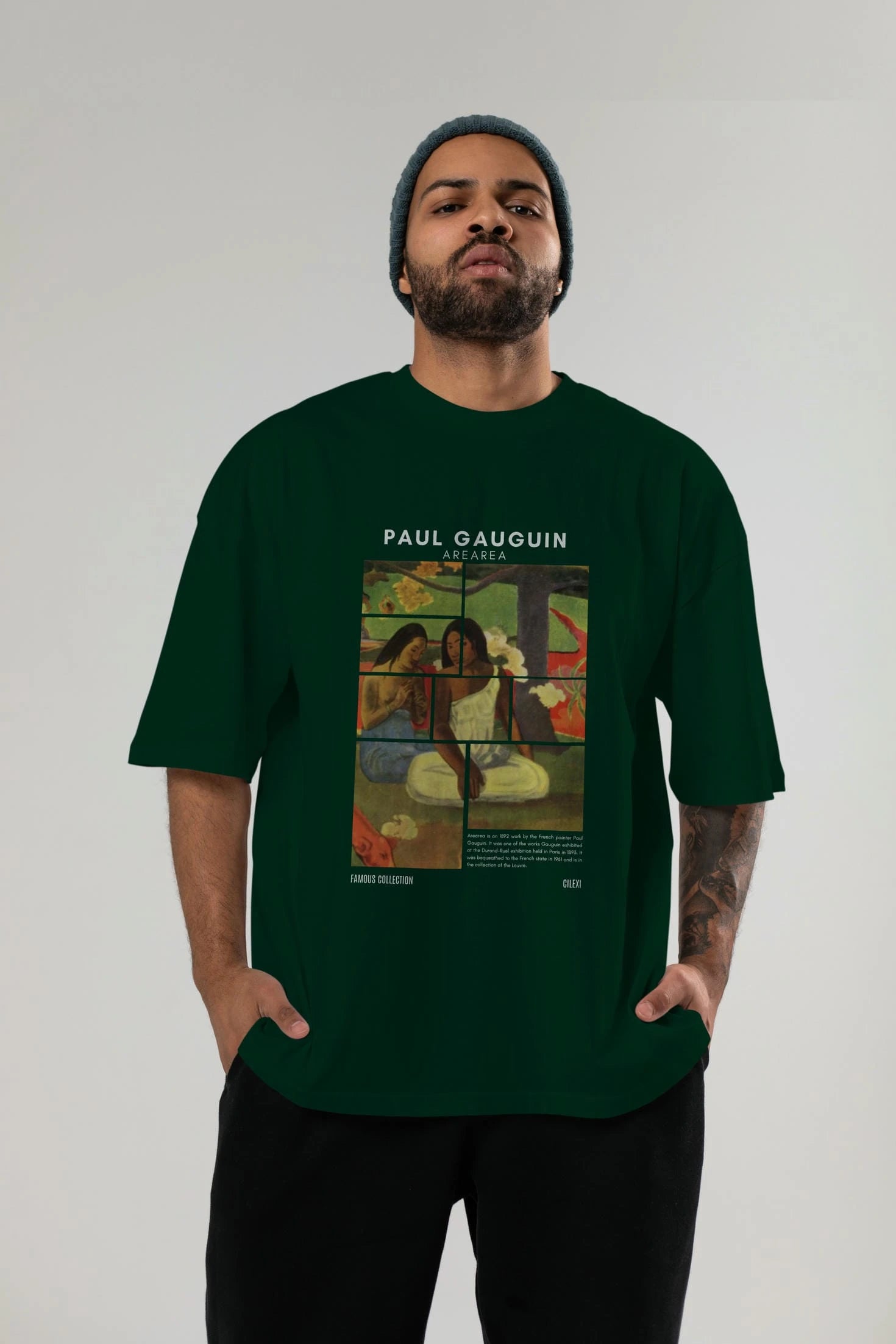 Paul Gauguin Arearea ön Baskılı Oversize t-shirt Erkek Kadın Bisiklet Yaka Pamuk tişort