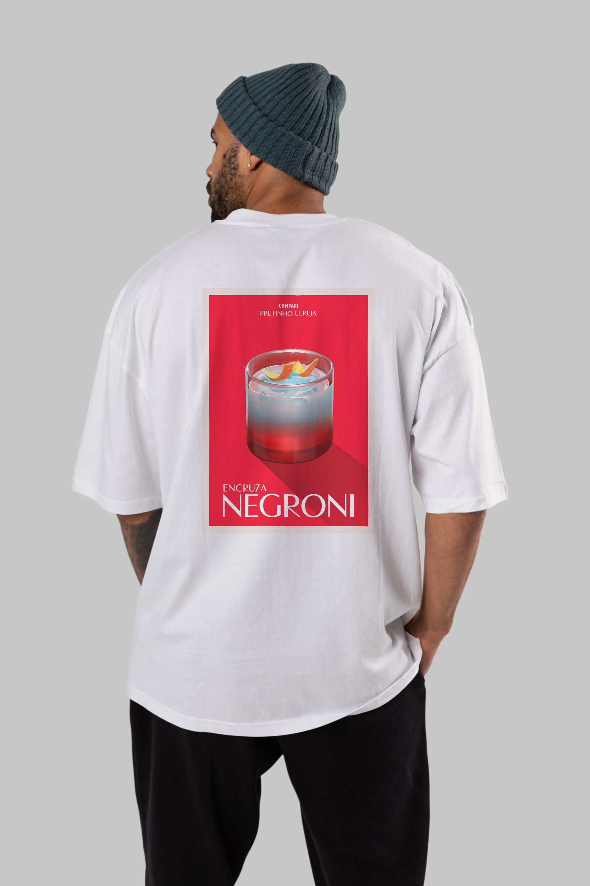 Encruza Negroni Arka Baskılı Oversize t-shirt Erkek Kadın Unisex %100 Pamuk Bisiklet Yaka tişort