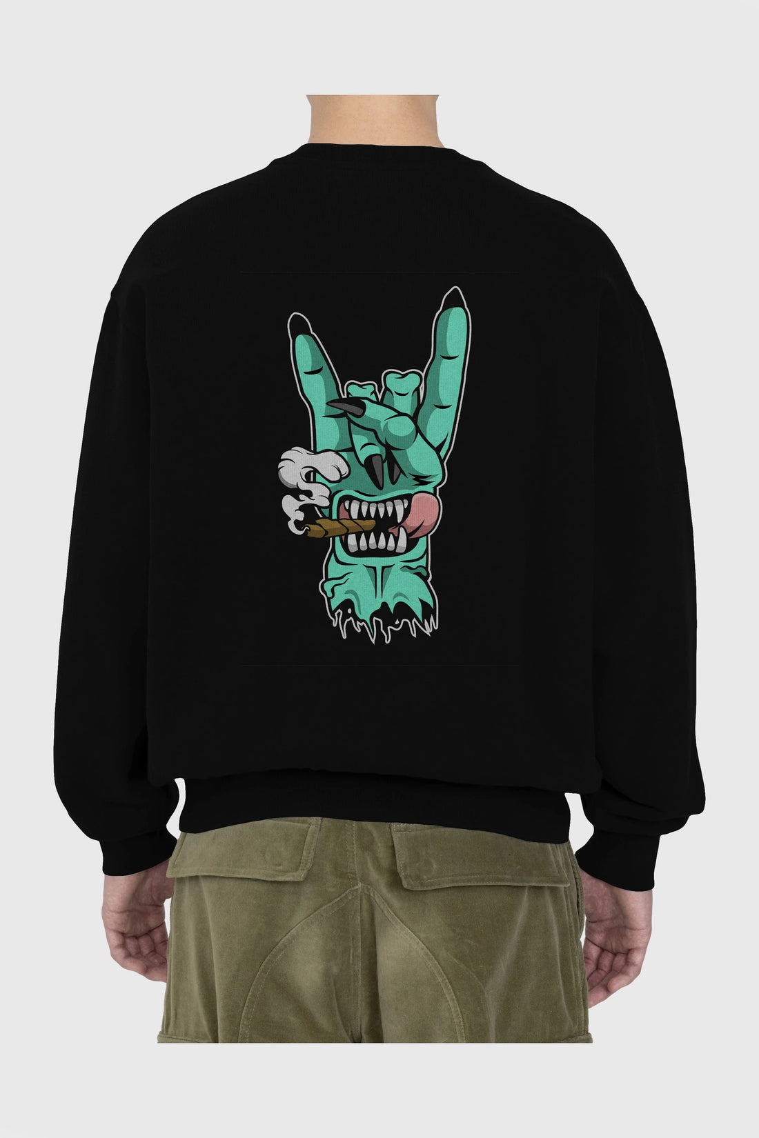 Metal Sign Arka Baskılı Oversize Sweatshirt Erkek Kadın Unisex