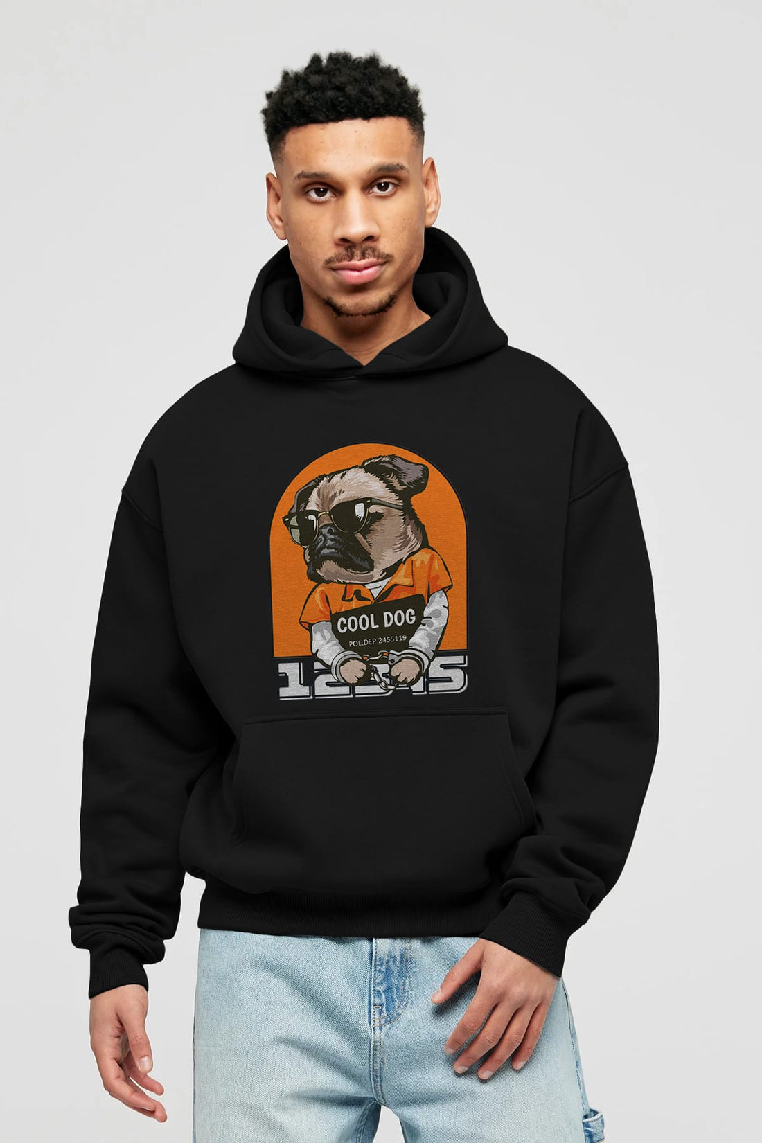 Cool Dog Ön Baskılı Oversize Hoodie Kapüşonlu Sweatshirt Erkek Kadın Unisex