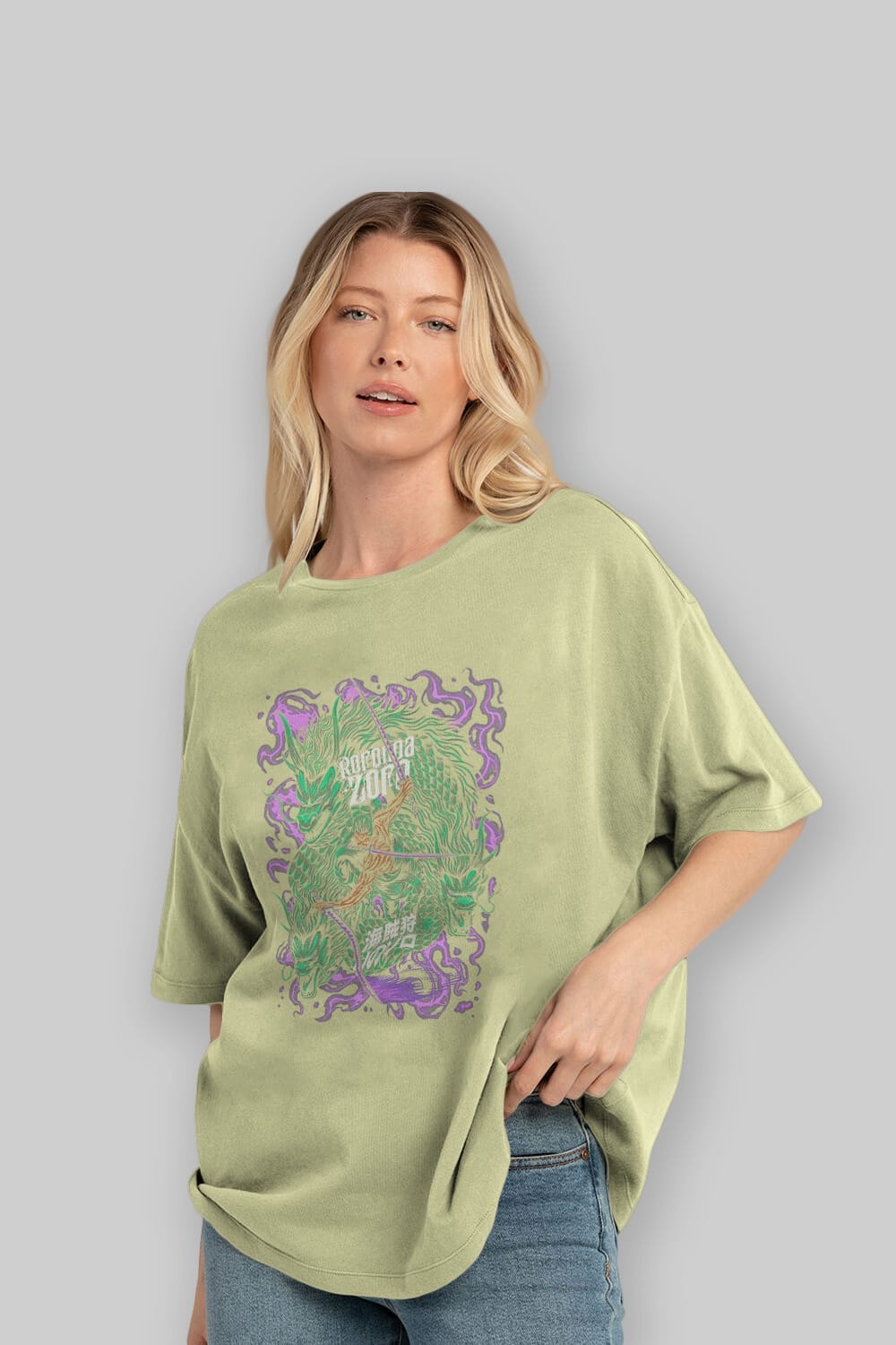 RORONOA ZORO 5 Anime Ön Baskılı Oversize t-shirt %100 pamuk Erkek Kadın Unisex