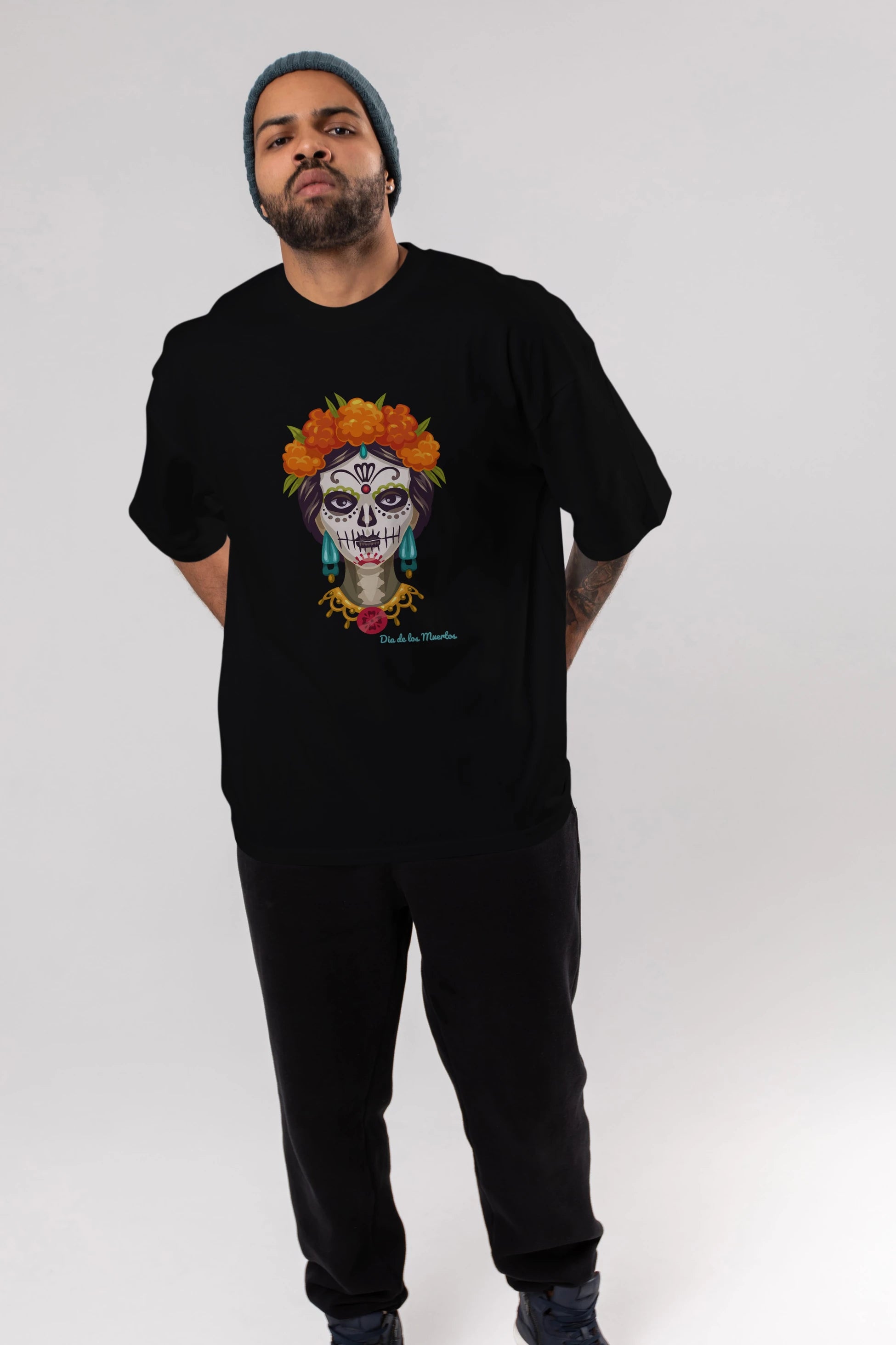 Dia de los Muertos 2 Ön Baskılı Oversize t-shirt Erkek Kadın Unisex