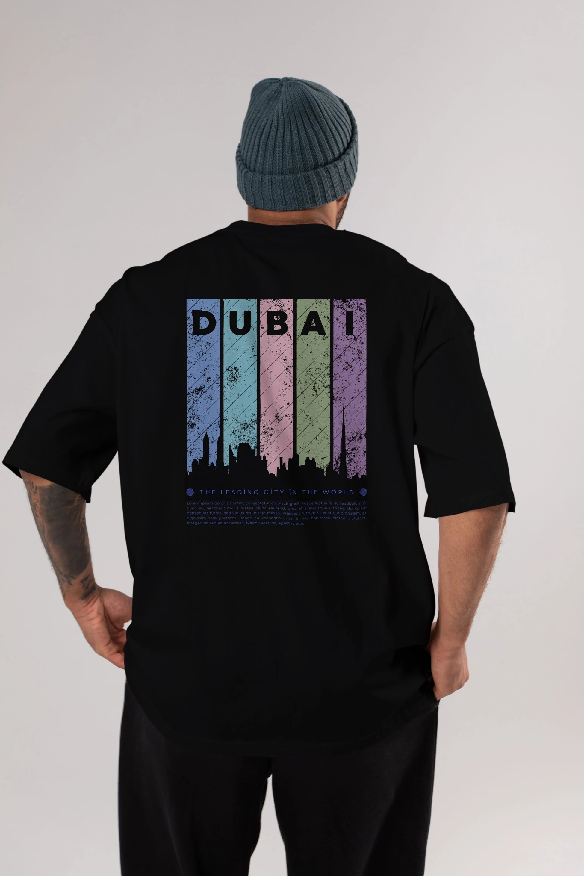 Dubai Yazılı Arka Baskılı Oversize t-shirt Erkek Kadın Unisex