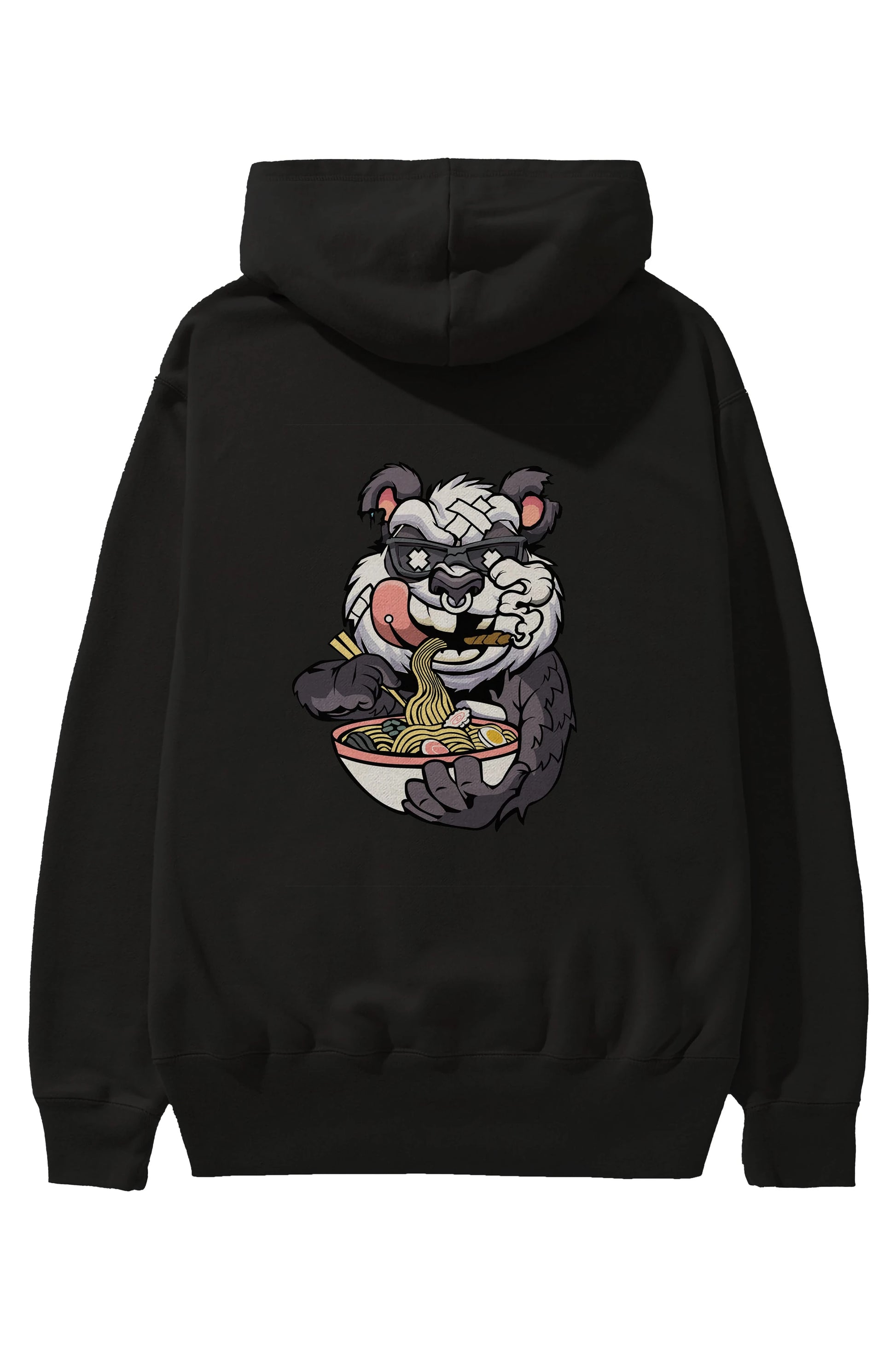 Panda Ramen Arka Baskılı Hoodie Oversize Kapüşonlu Sweatshirt Erkek Kadın Unisex