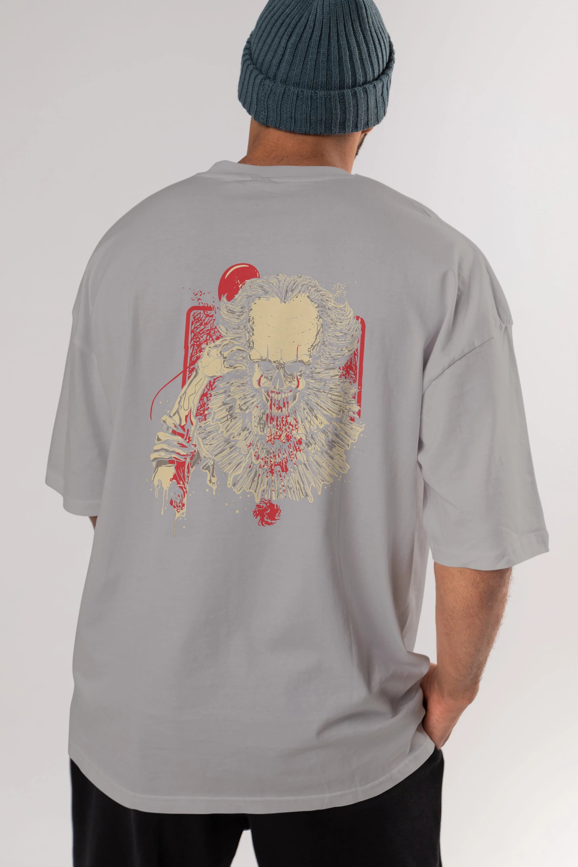 it (2) Arka Baskılı Oversize t-shirt Erkek Kadın Unisex %100 Pamuk Bisiklet Yaka tişort