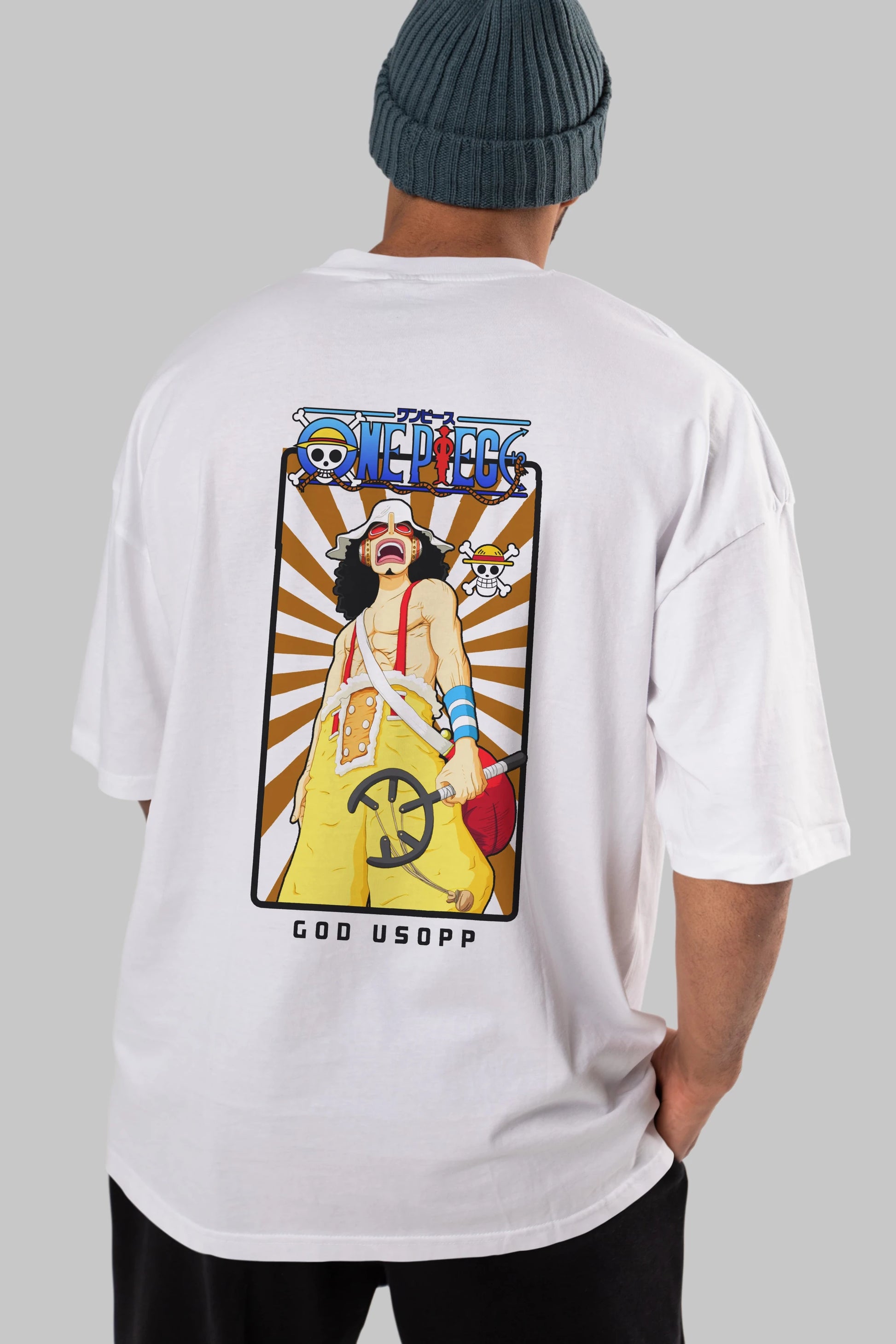Usopp Anime Arka Baskılı Oversize t-shirt Erkek Kadın Unisex %100 pamuk tişort