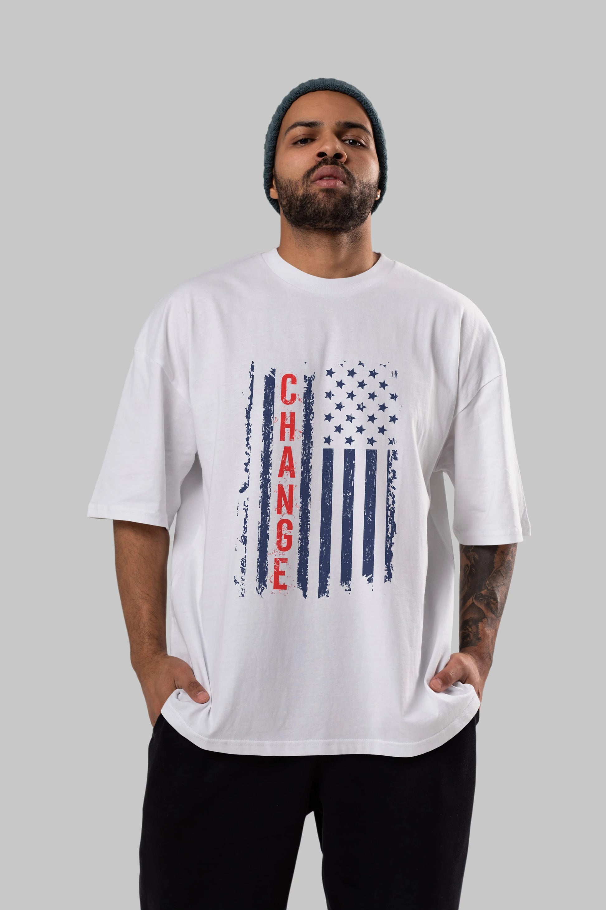 Change Ön Baskılı Oversize t-shirt Erkek Kadın Unisex