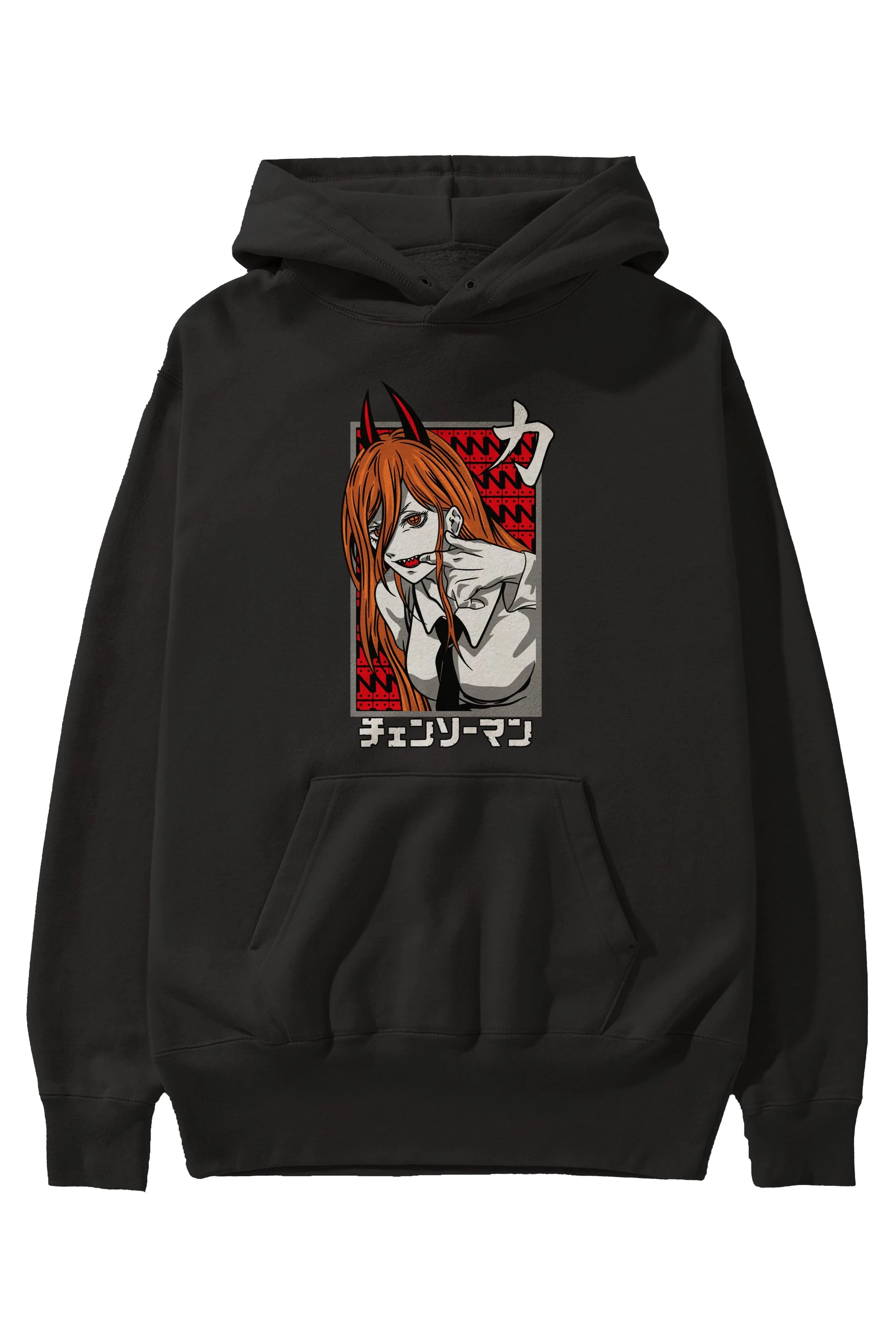 CHAINSAWMAN POWER Anime Ön Baskılı Hoodie Oversize Kapüşonlu Sweatshirt Erkek Kadın Unisex