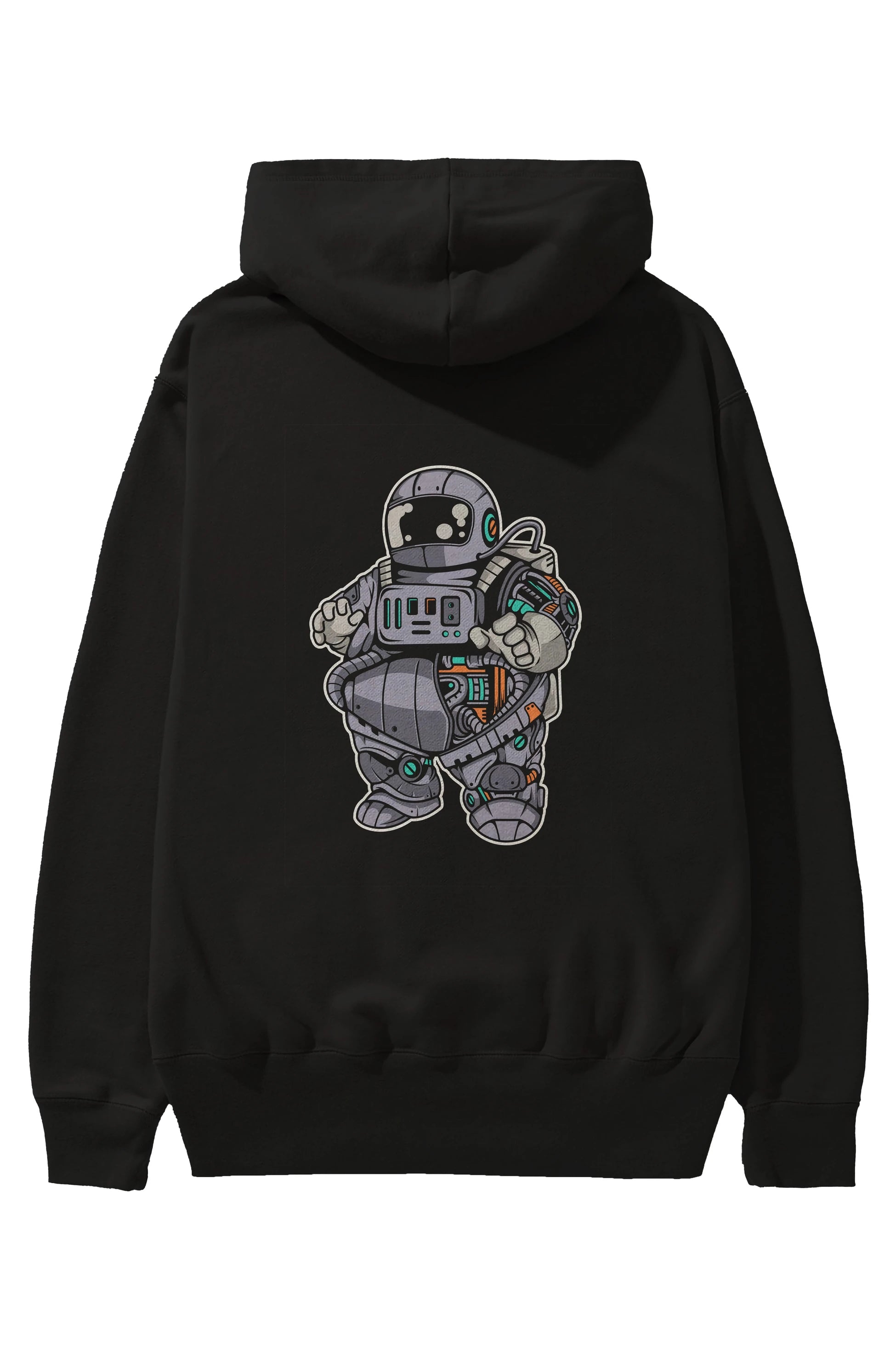 Fat Astronaut Robot Arka Baskılı Hoodie Oversize Kapüşonlu Sweatshirt Erkek Kadın Unisex