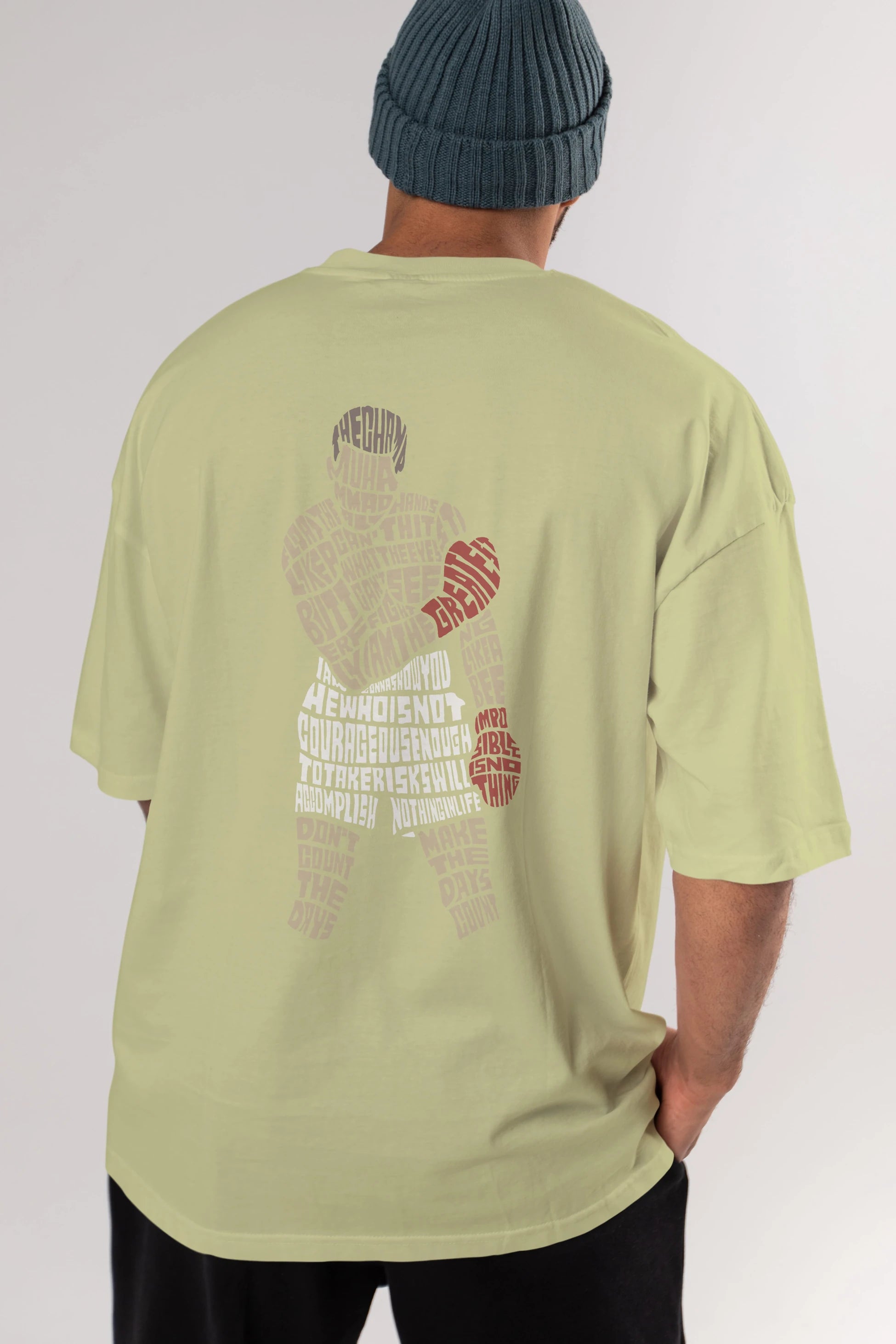 The Champ Muhammad Ali Arka Baskılı Oversize t-shirt %100 pamuk Erkek Kadın Unisex