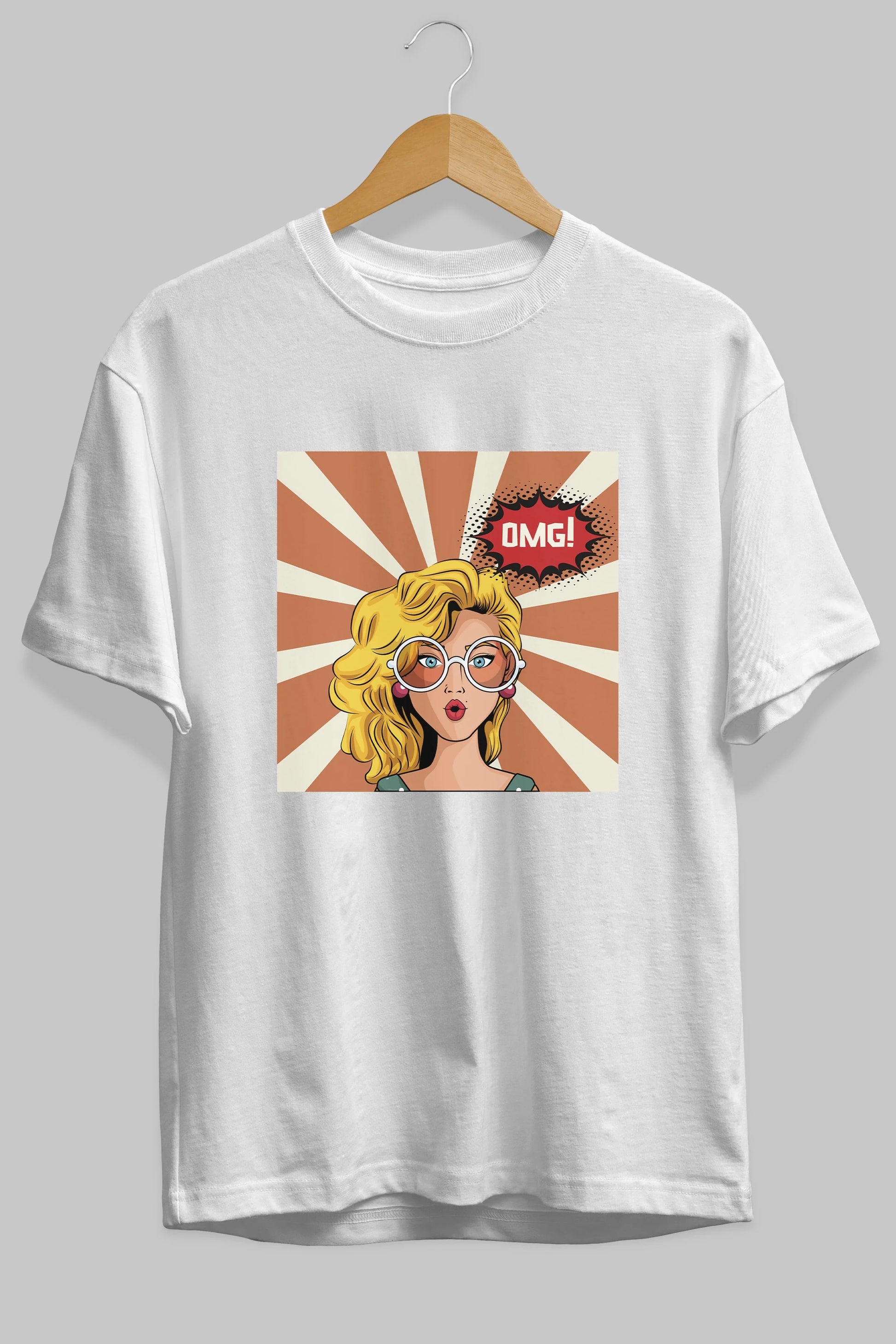 OMG Yazılı Retro Ön Baskılı Oversize t-shirt Erkek Kadın Unisex