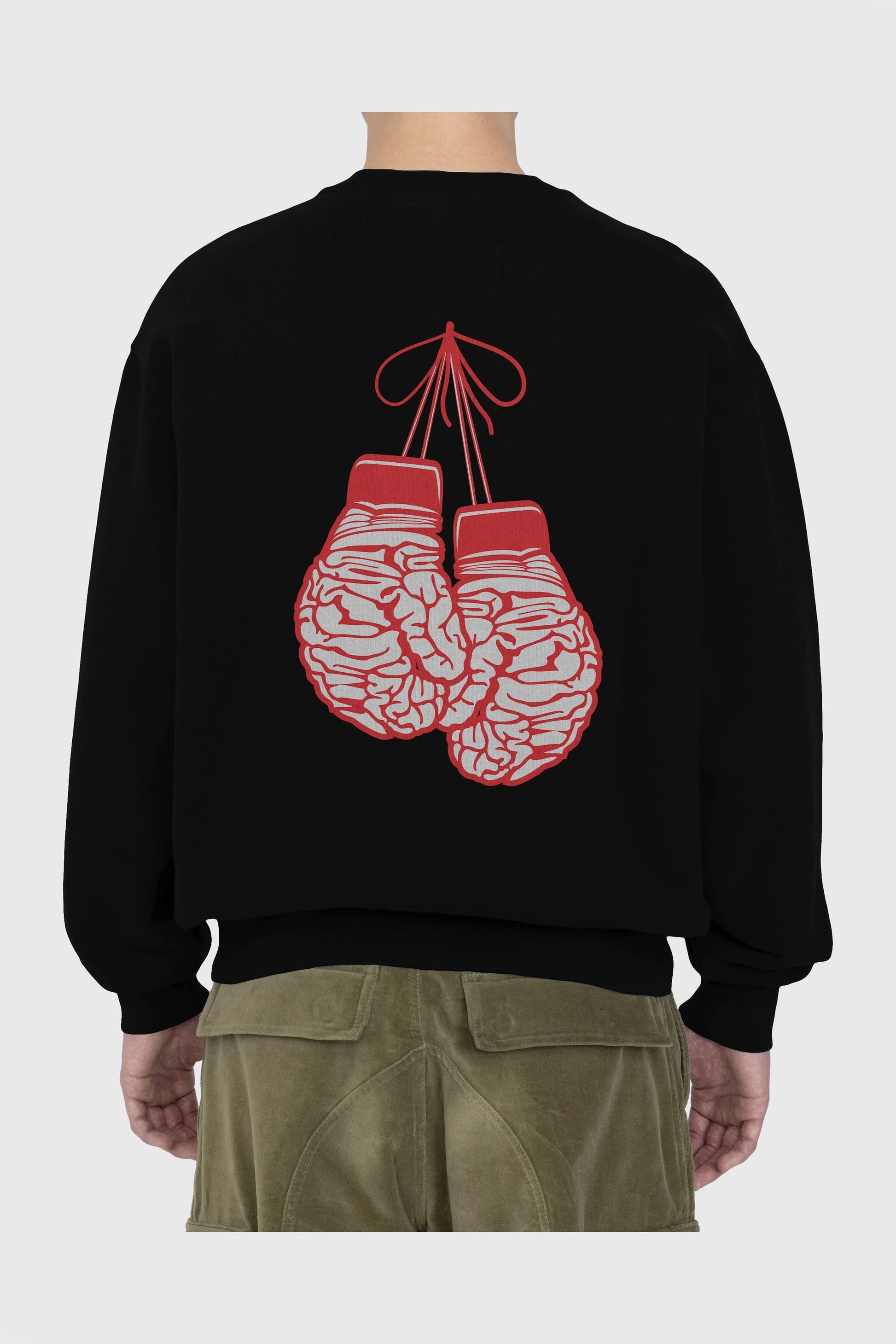 Brain Gloves Arka Baskılı Oversize Sweatshirt Erkek Kadın Unisex