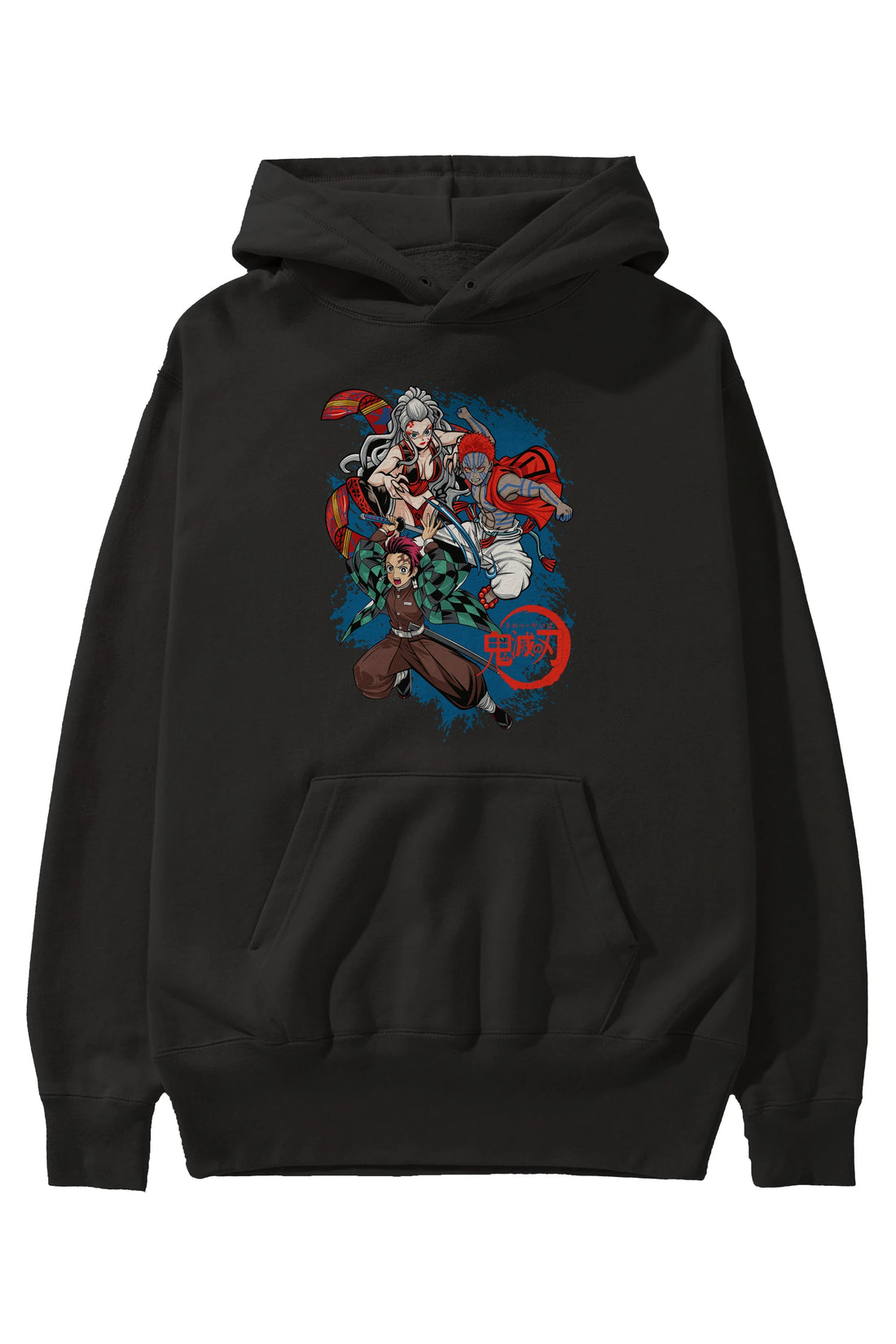 TANJIRO ,AKAZA,DAKI Anime Ön Baskılı Hoodie Oversize Kapüşonlu Sweatshirt Erkek Kadın Unisex
