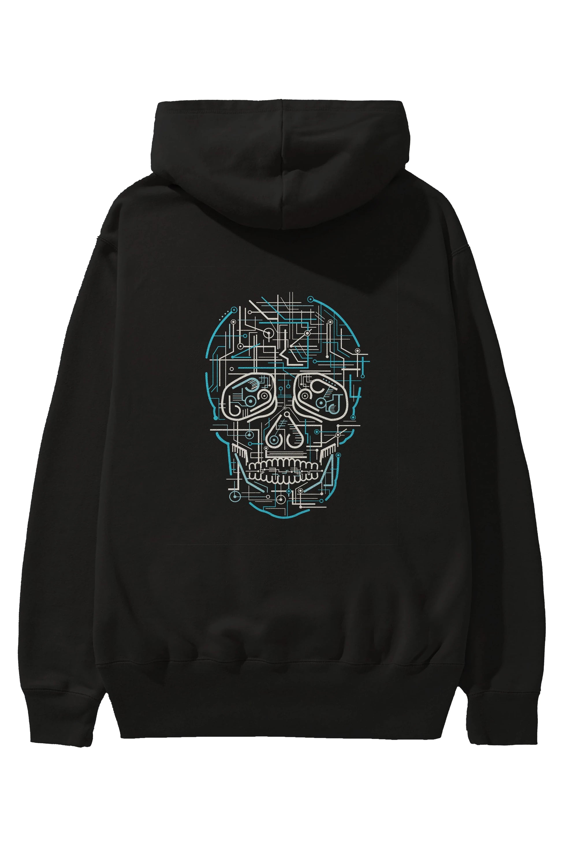Electric Skull Arka Baskılı Hoodie Oversize Kapüşonlu Sweatshirt Erkek Kadın Unisex