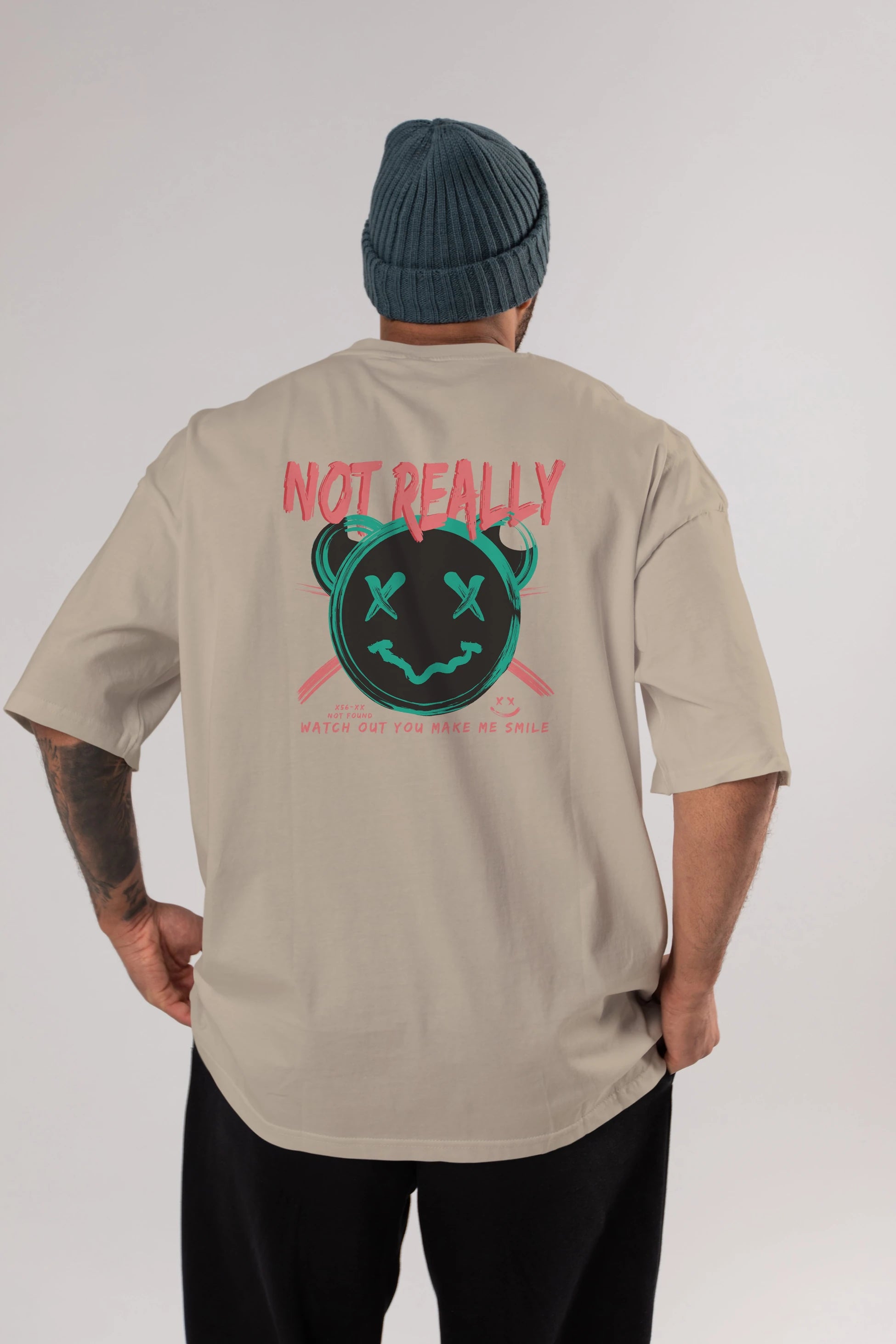 Not Really Bear Arka Baskılı Oversize t-shirt Erkek Kadın Unisex