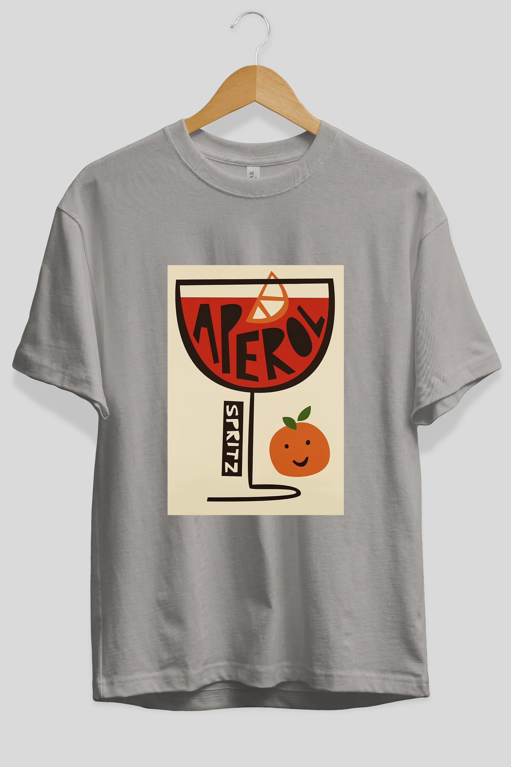 Aperol Spritz 9 Ön Baskılı Oversize t-shirt Erkek Kadın Unisex %100 Pamuk Bisiklet Yaka tişort