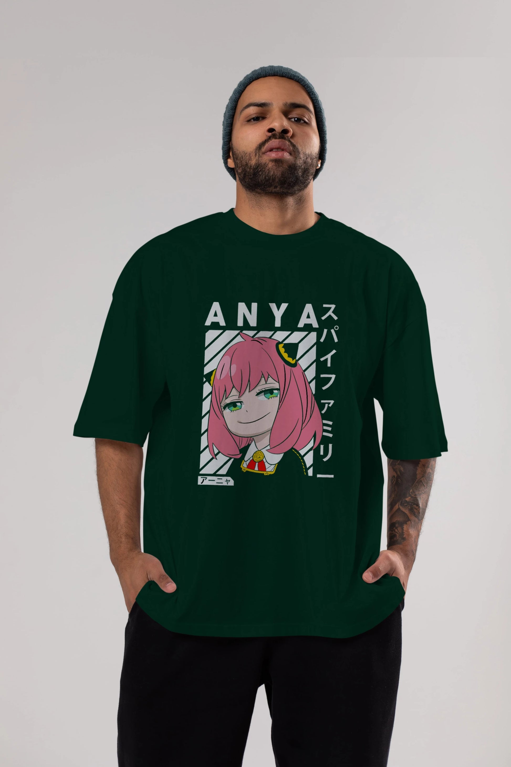 Anya SPYX FAMILY Anime Ön Baskılı Oversize t-shirt %100 pamuk Erkek Kadın Unisex