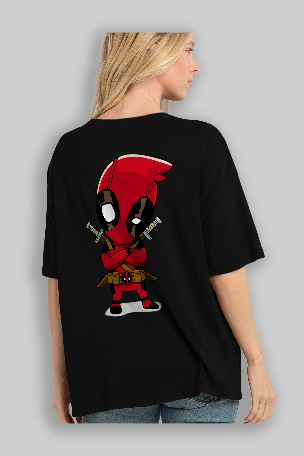 Deadpool (19) Arka Baskılı Oversize t-shirt Erkek Kadın Unisex %100 Pamuk Bisiklet Yaka tişort