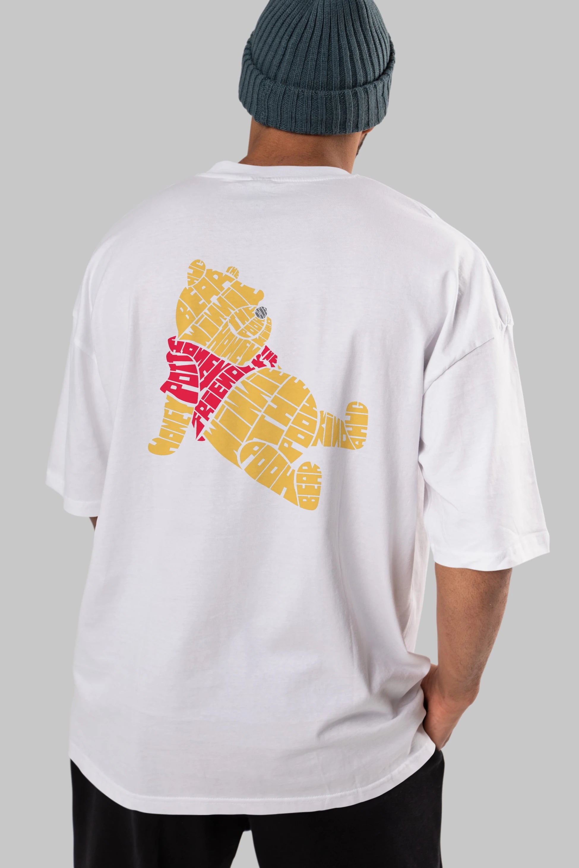Winnie The Pooh Arka Baskılı Oversize t-shirt %100 pamuk Erkek Kadın Unisex