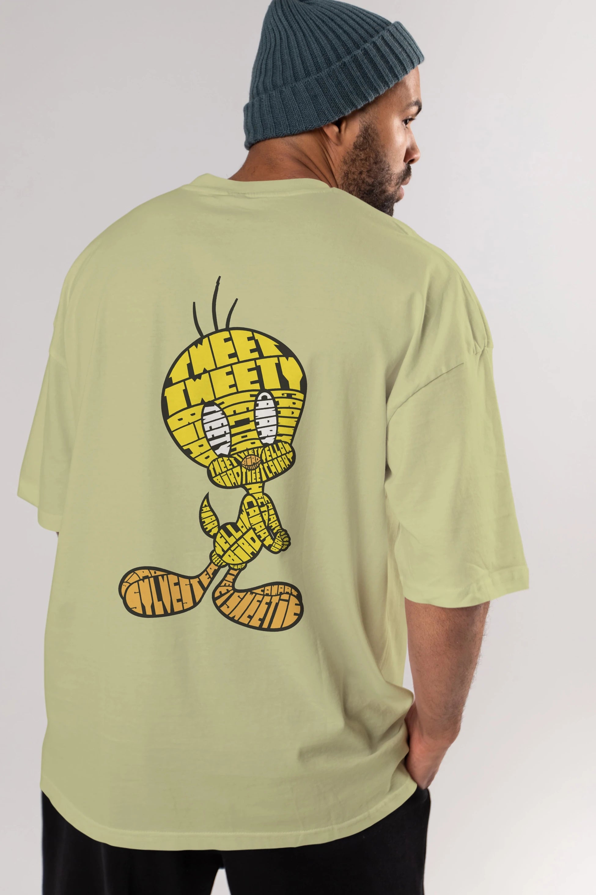 Tweety Arka Baskılı Oversize t-shirt %100 pamuk Erkek Kadın Unisex