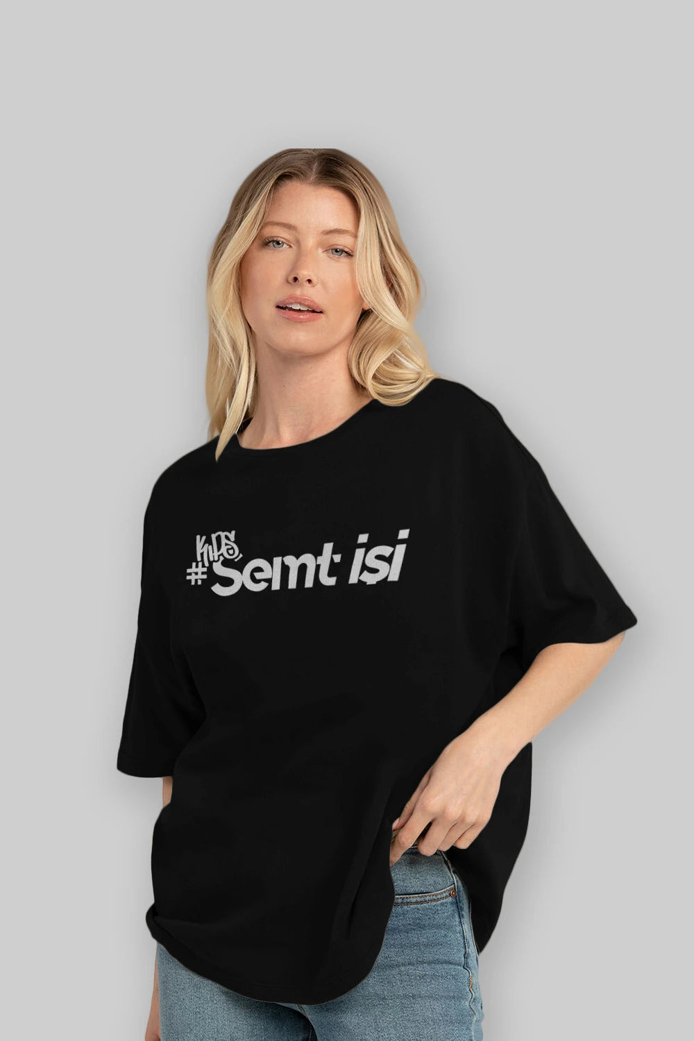 Semt İşi Ön Baskılı Oversize t-shirt %100 pamuk Erkek Kadın Unisex