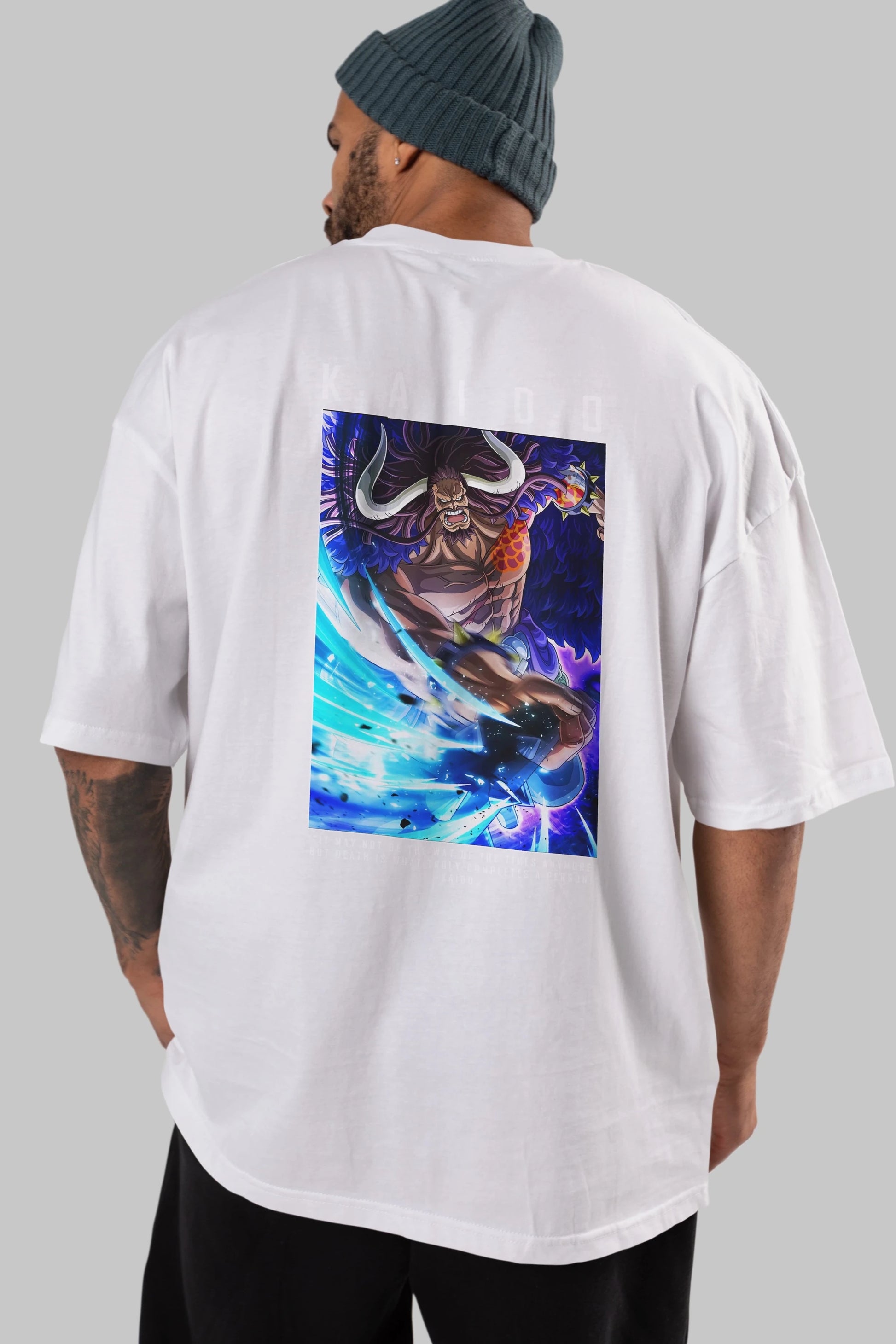 Kaido 2 Anime Arka Baskılı Oversize t-shirt Erkek Kadın Unisex %100 pamuk tişort