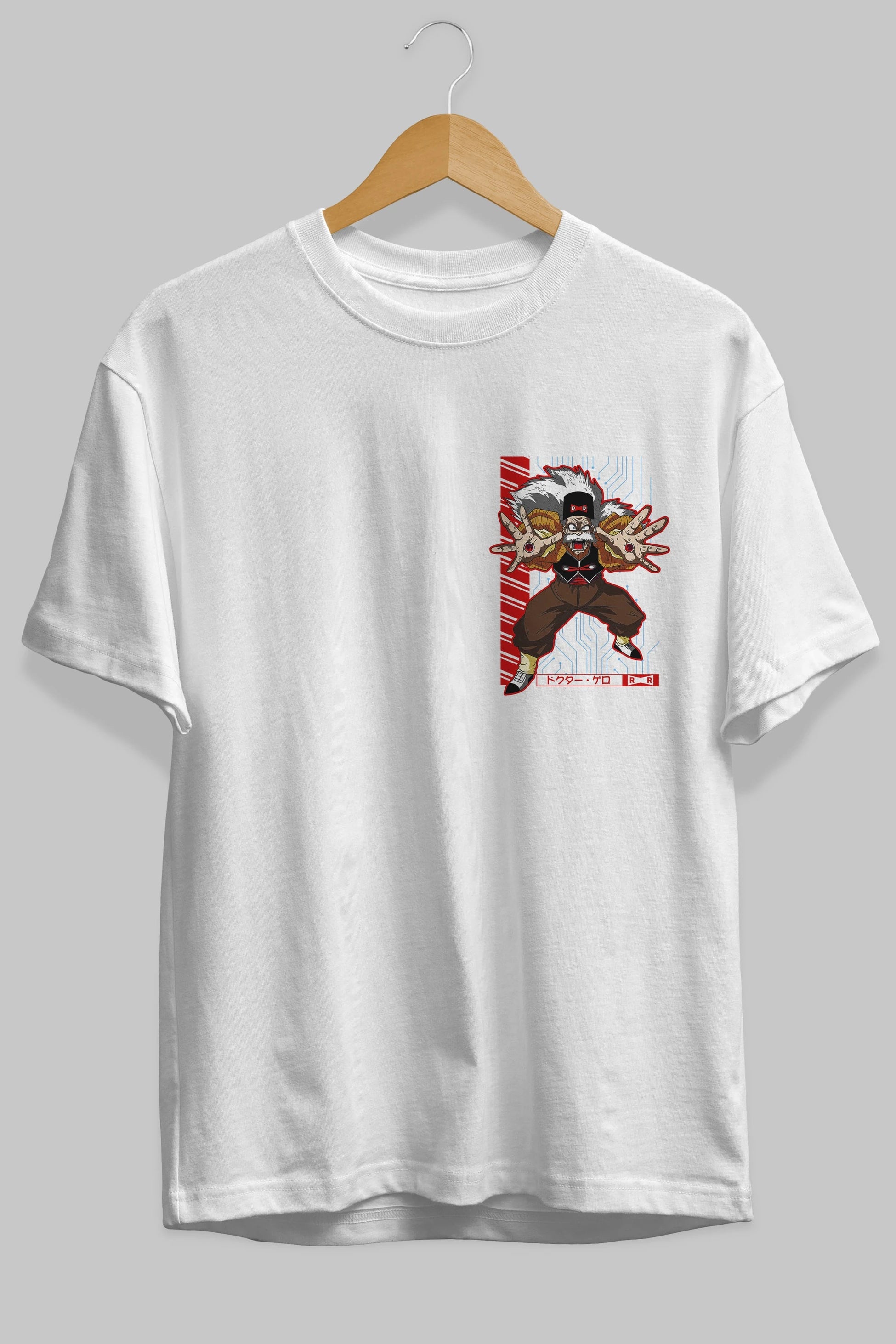 DragonBall DrMakigero Ön Sol Baskılı Oversize t-shirt Erkek Kadın Unisex %100 Pamuk Bisiklet Yaka tişort