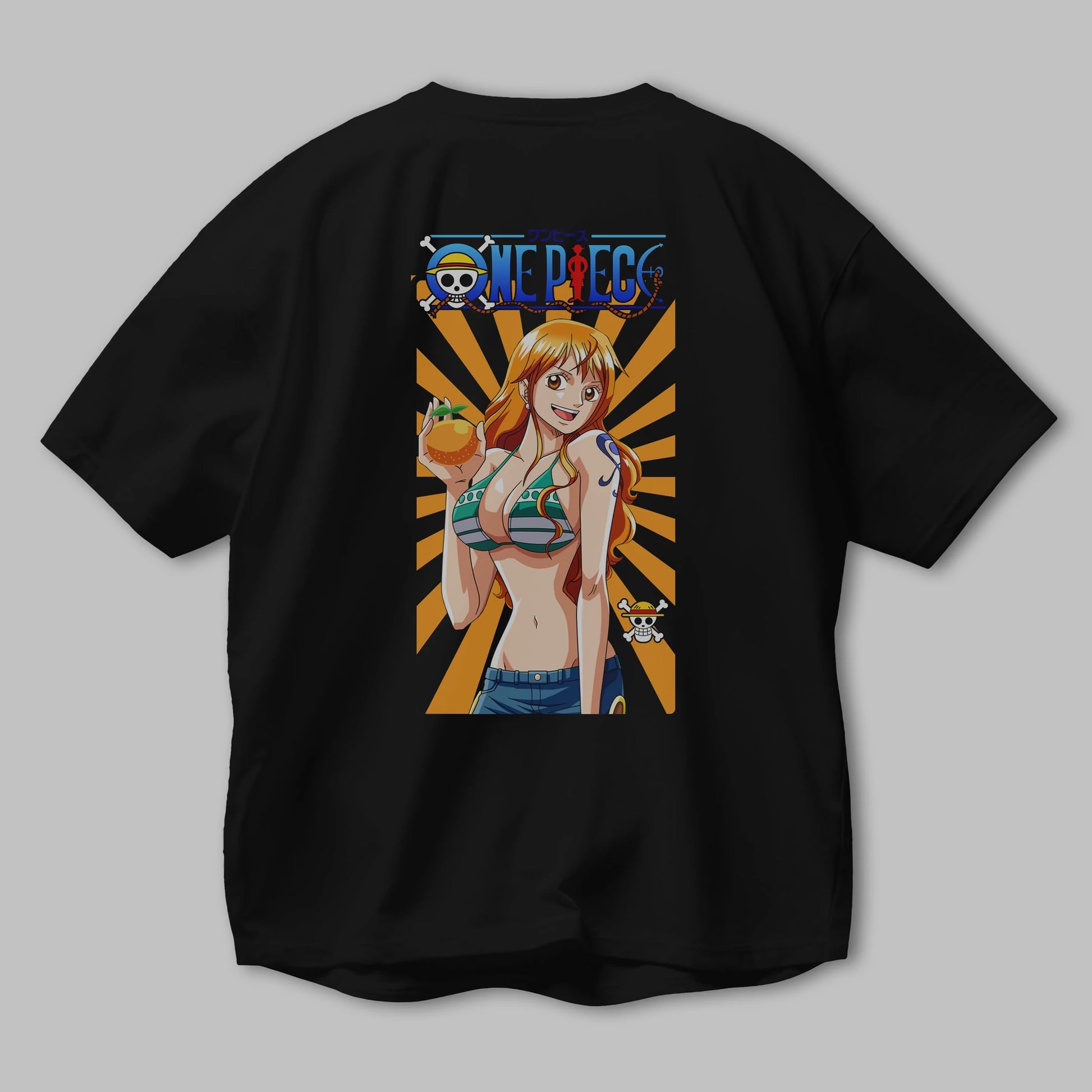 Nami Anime Arka Baskılı Oversize t-shirt Erkek Kadın Unisex %100 pamuk tişort