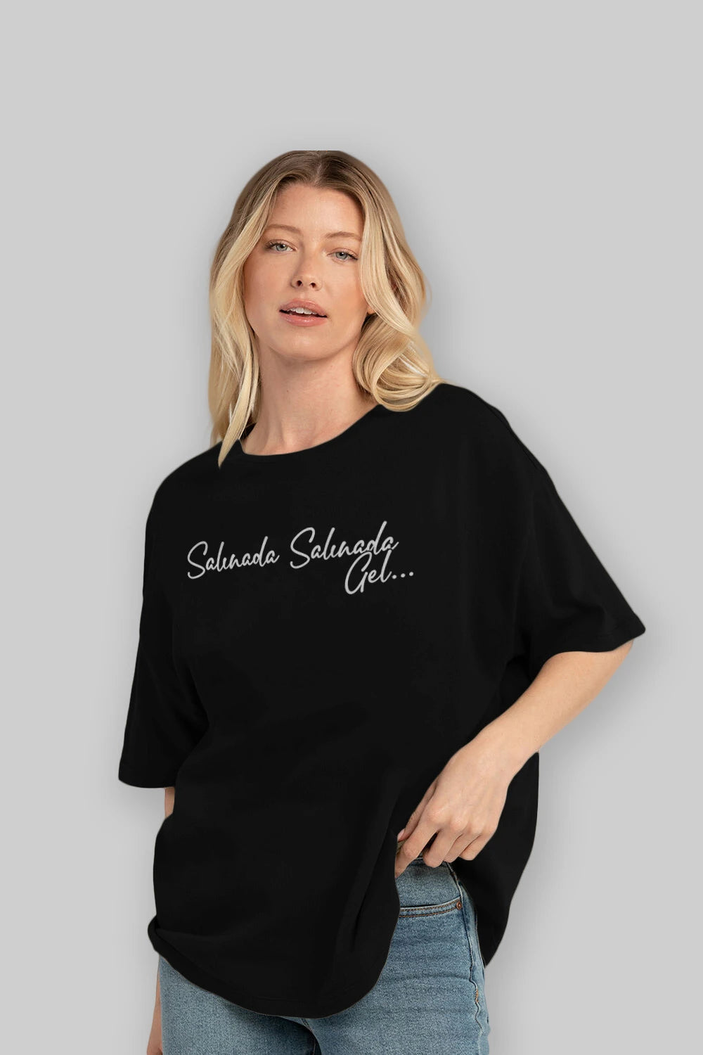 Salınada Salına Gel Ön Baskılı Oversize t-shirt %100 pamuk Erkek Kadın Unisex